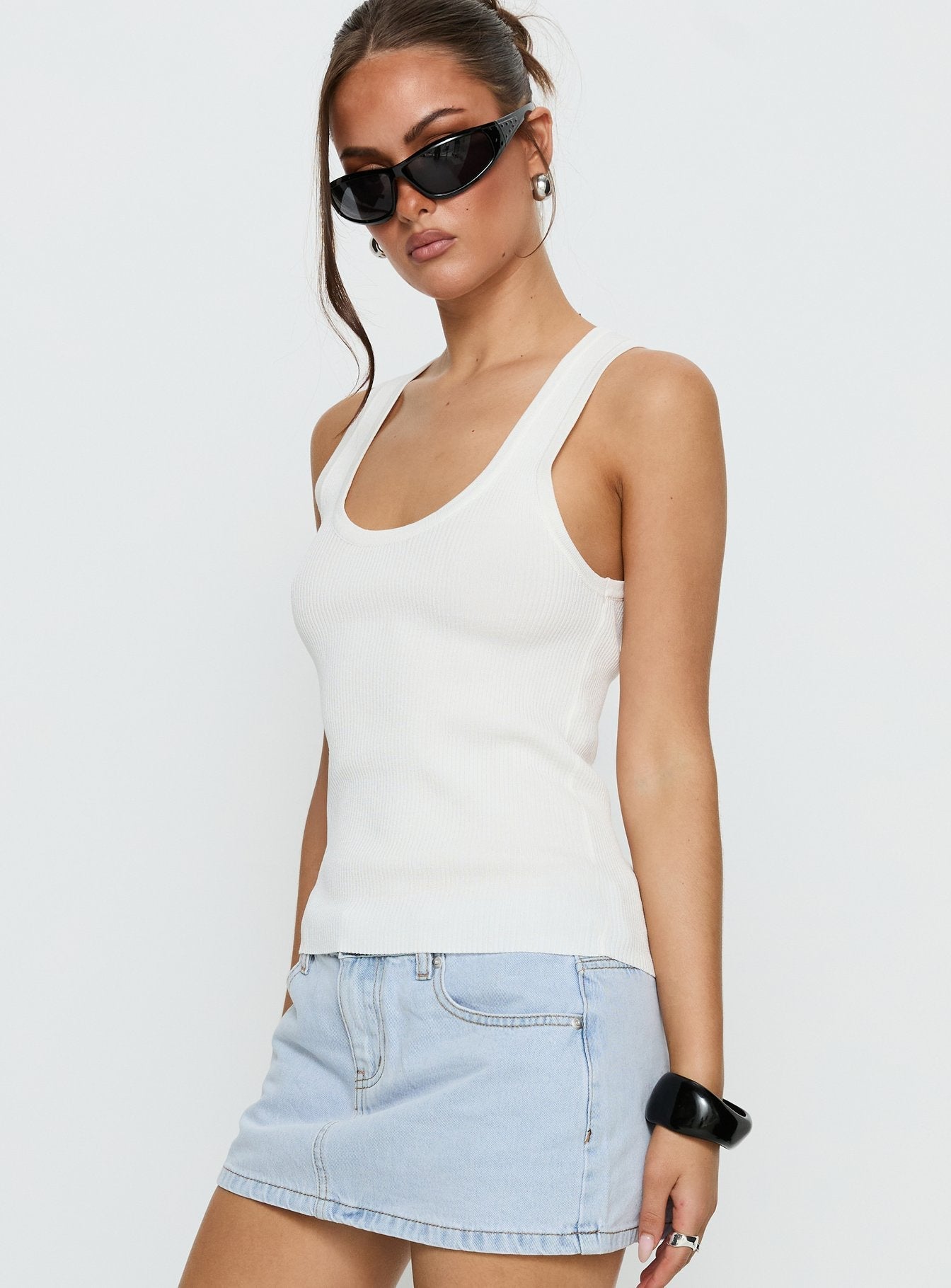 Kyrella Longline Tank Top White - women's top by Ellevoria - view 4