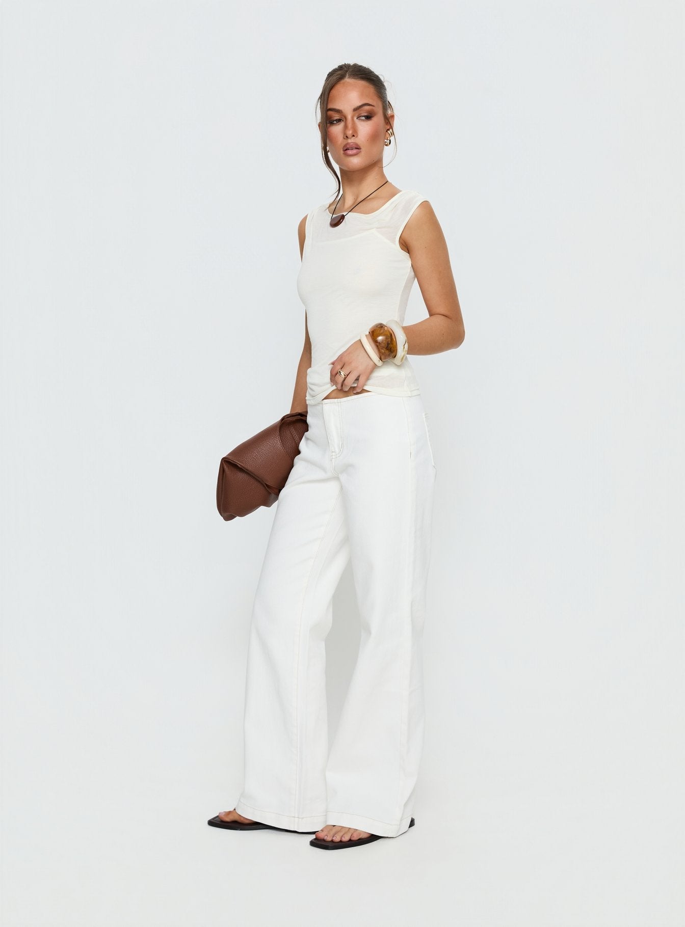Buenos No Waist Low Rise Straight Leg Jeans White women's denim jeans by Ellevoria