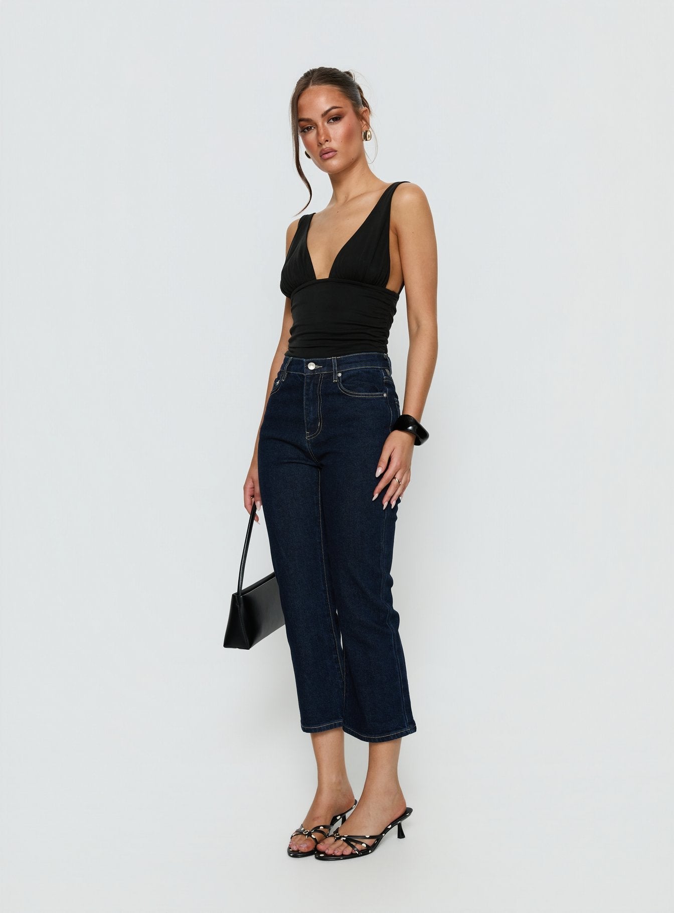 Cindee High Rise Cropped Jeans Raw Indigo women's denim jeans by Ellevoria