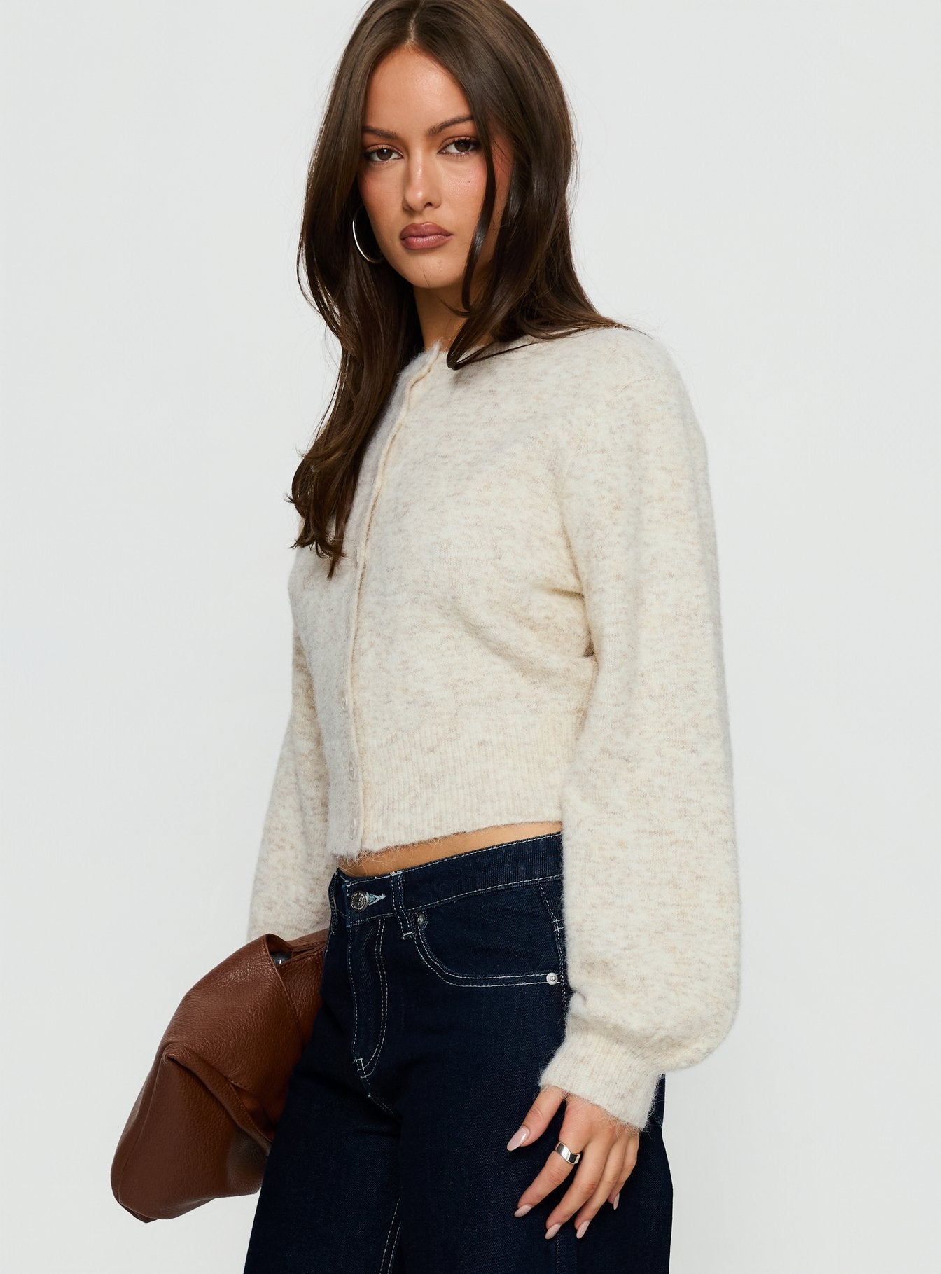 Dawsen Button Down Cardigan Cream women's sweater by Ellevoria