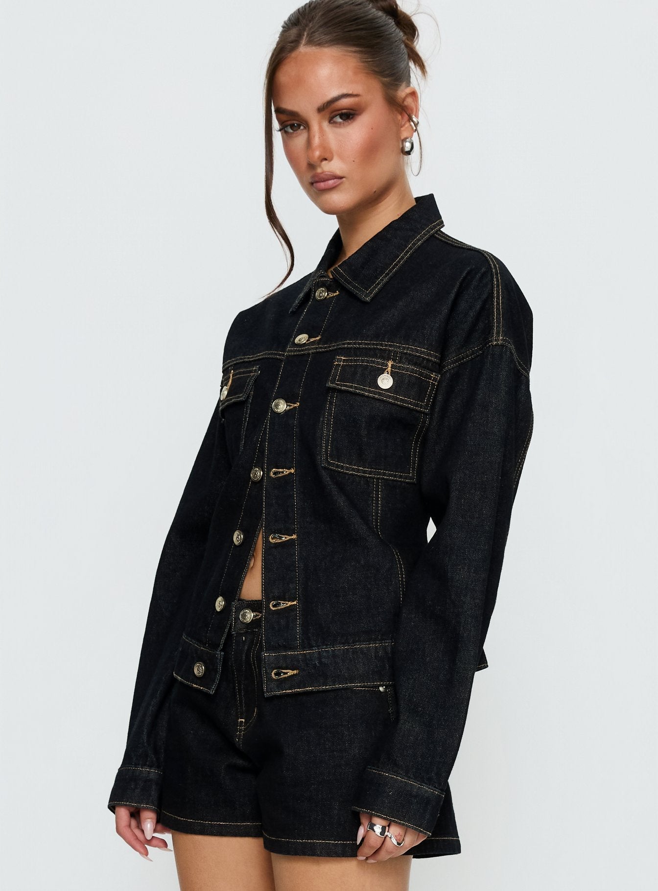 Caresse Cinched Denim Jacket Raw Denim women's jacket by Ellevoria