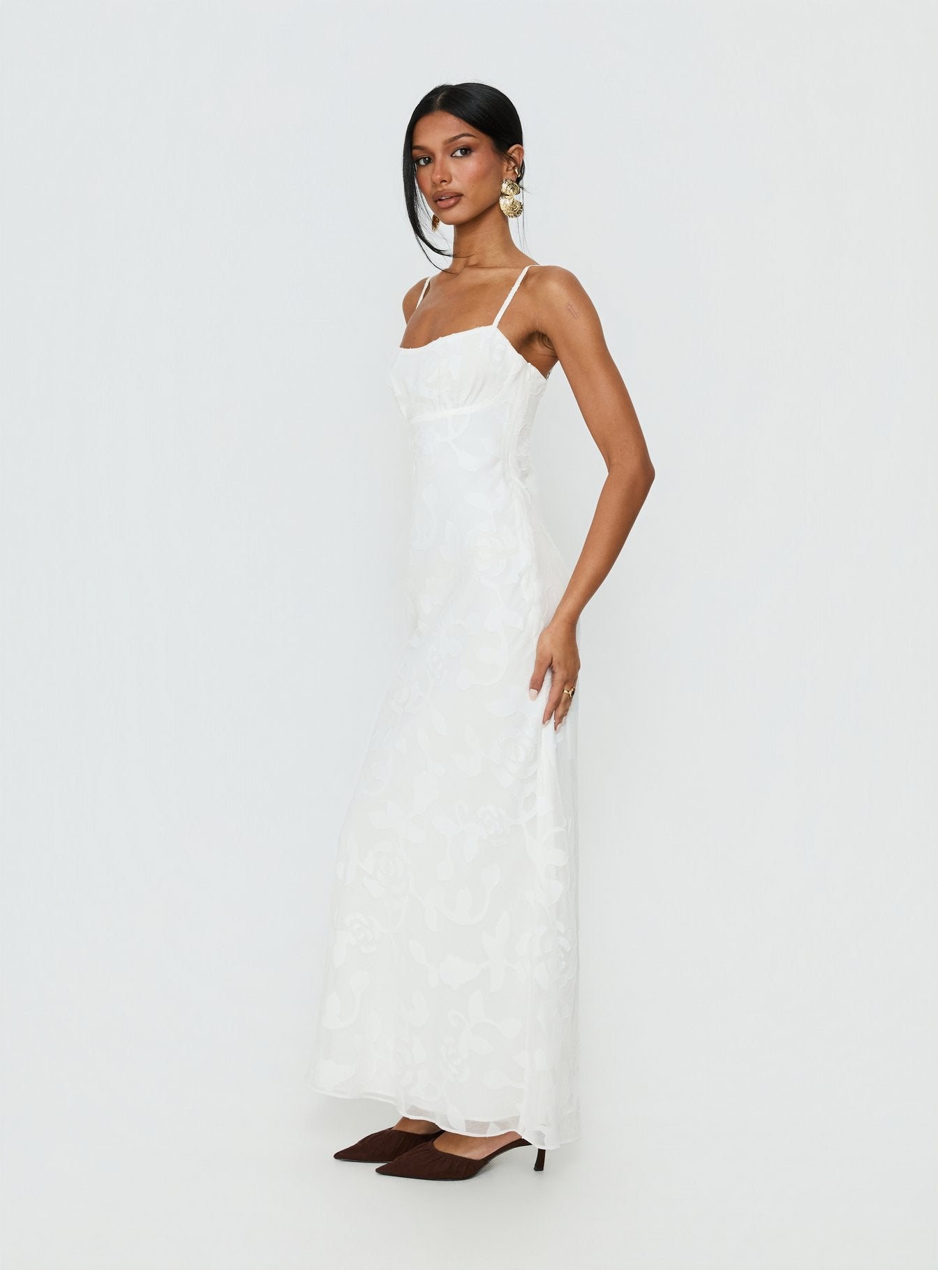 Avienna Maxi Dress White Burnout - women's maxi dress by Ellevoria - view 4