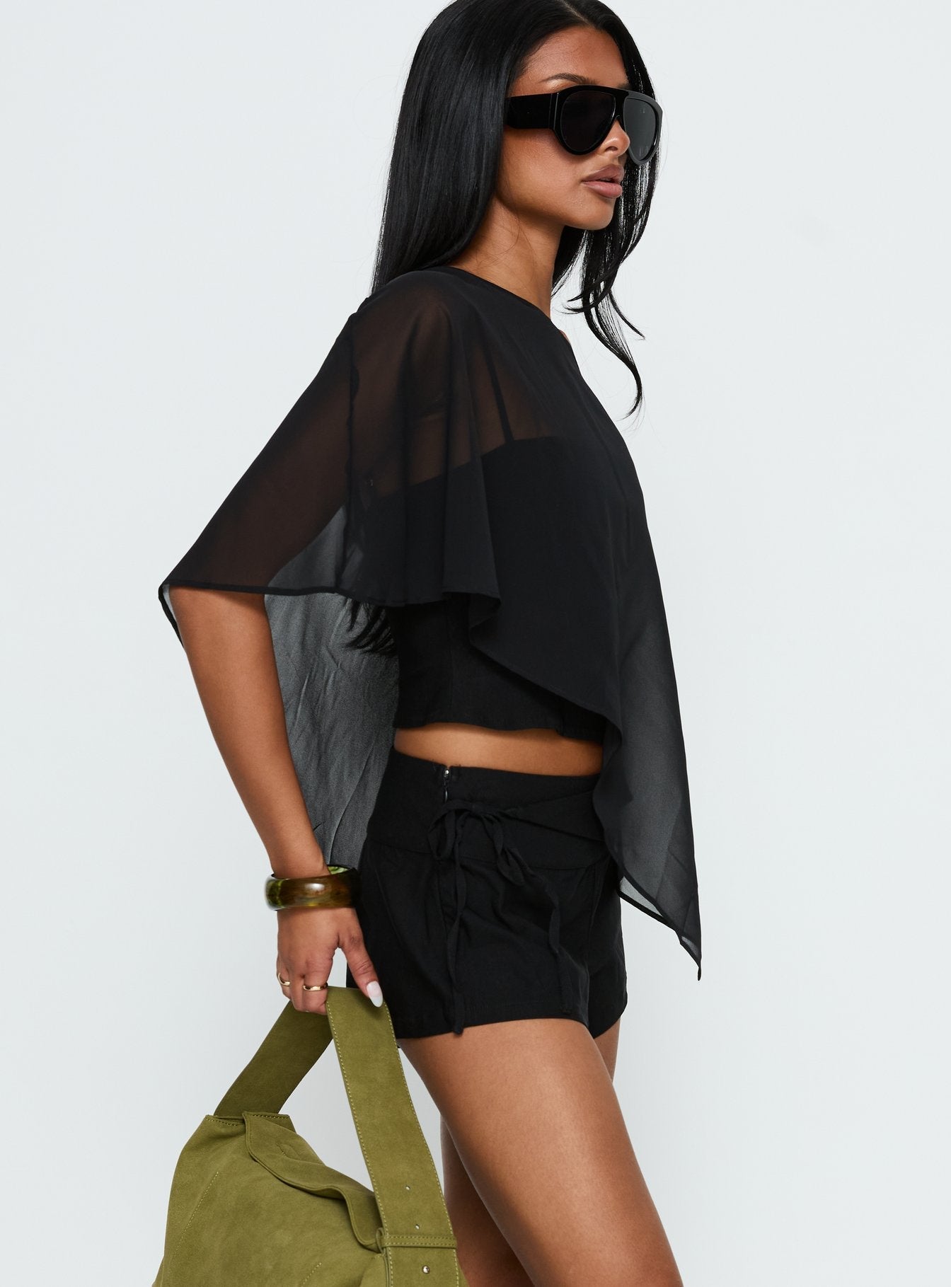 Senzo Wrap Shorts Black women's matching set by Ellevoria
