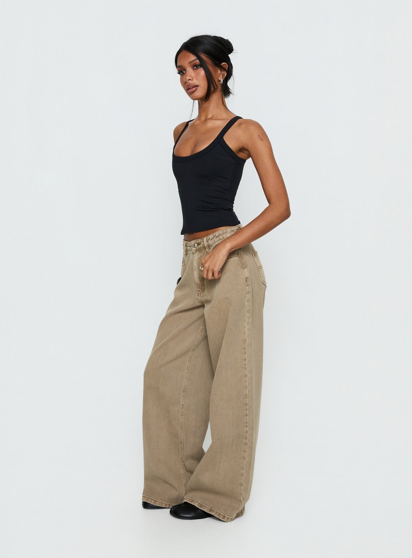 Naylor Mid Rise Wide Leg Jeans Light Brown Wash women's denim jeans by Ellevoria