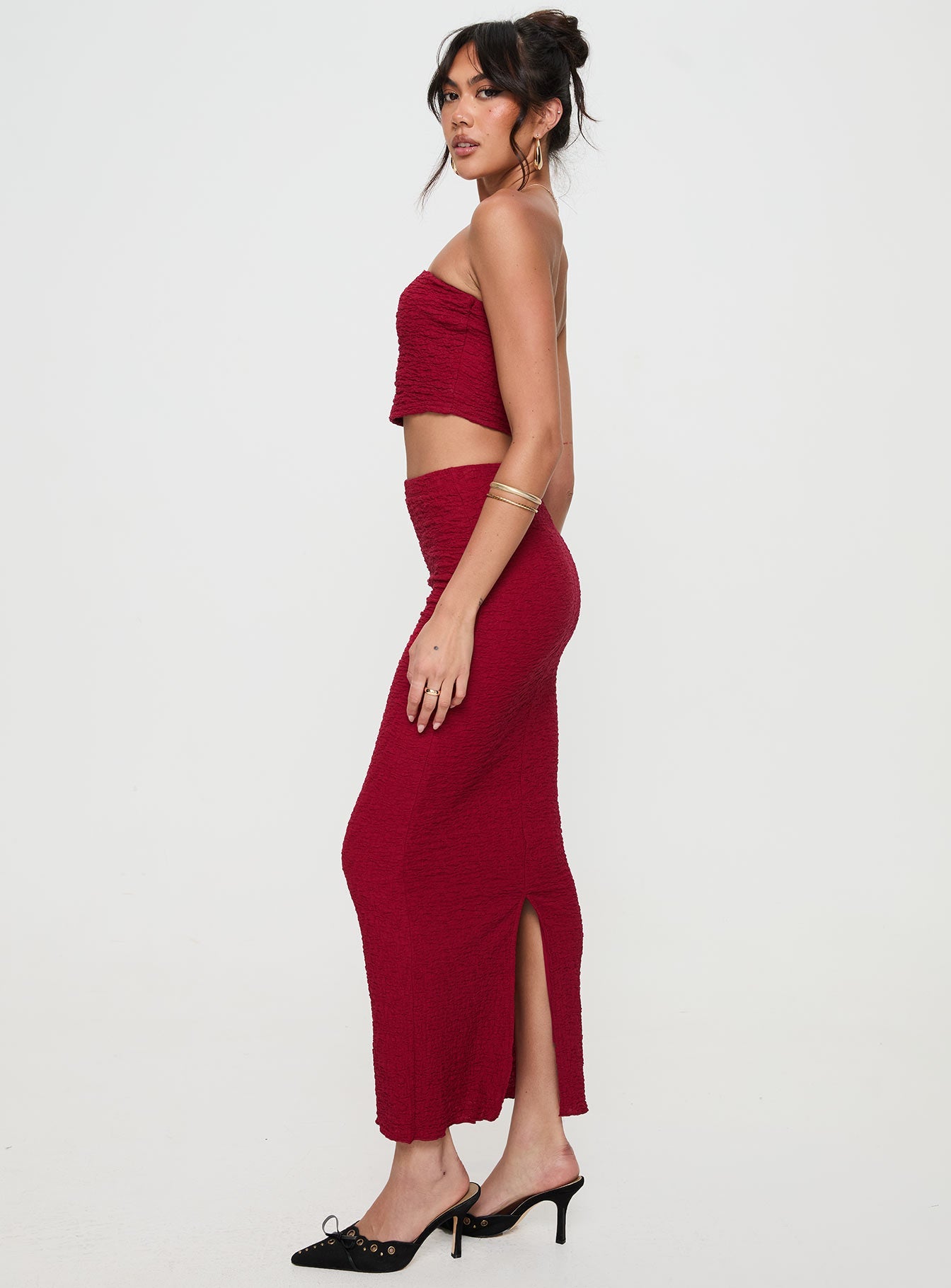 Martha Set Burgundy women's skirt set by Ellevoria