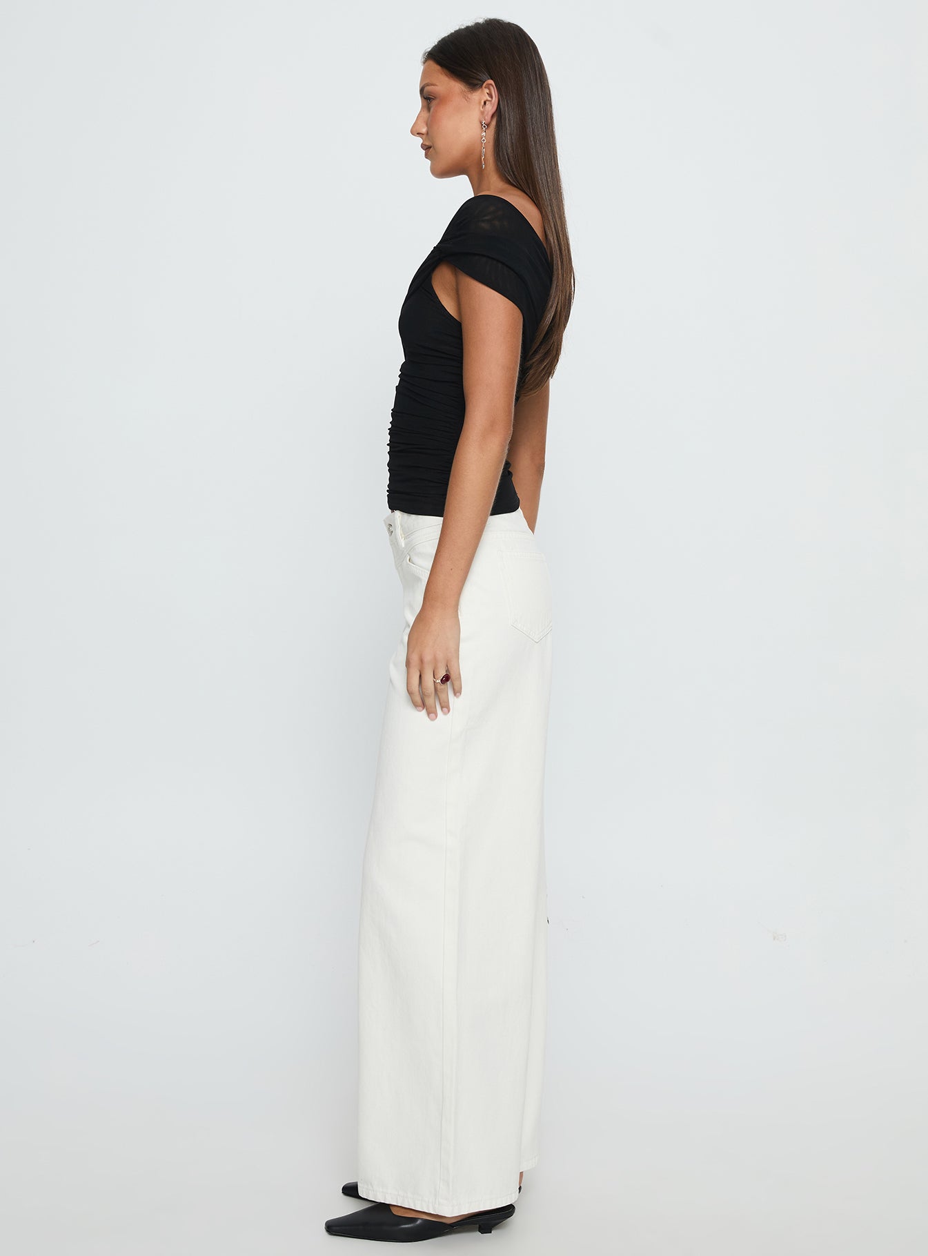 Catiana Low Rise Wide Leg Jeans White women's denim jeans by Ellevoria