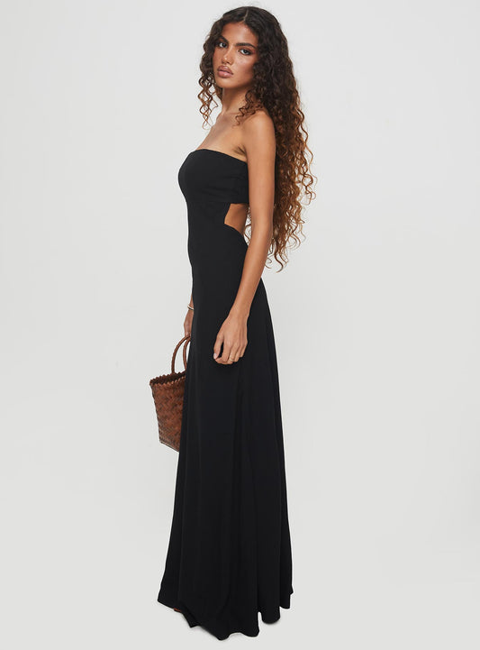 Yahir Strapless Maxi Dress Black - women's maxi dress by Ellevoria