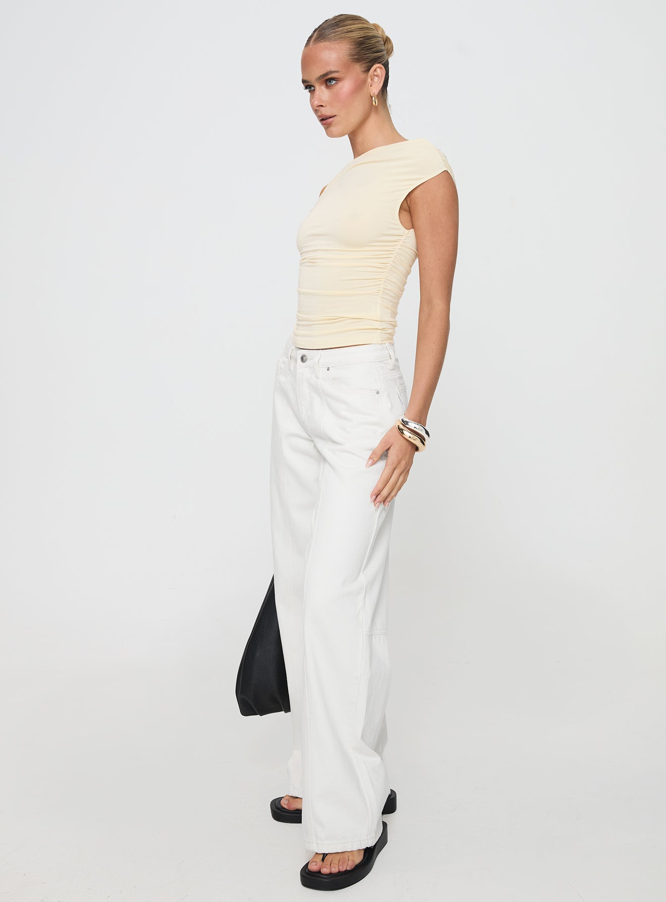 Lando Low Rise Straight Leg Jeans White women's denim jeans by Ellevoria