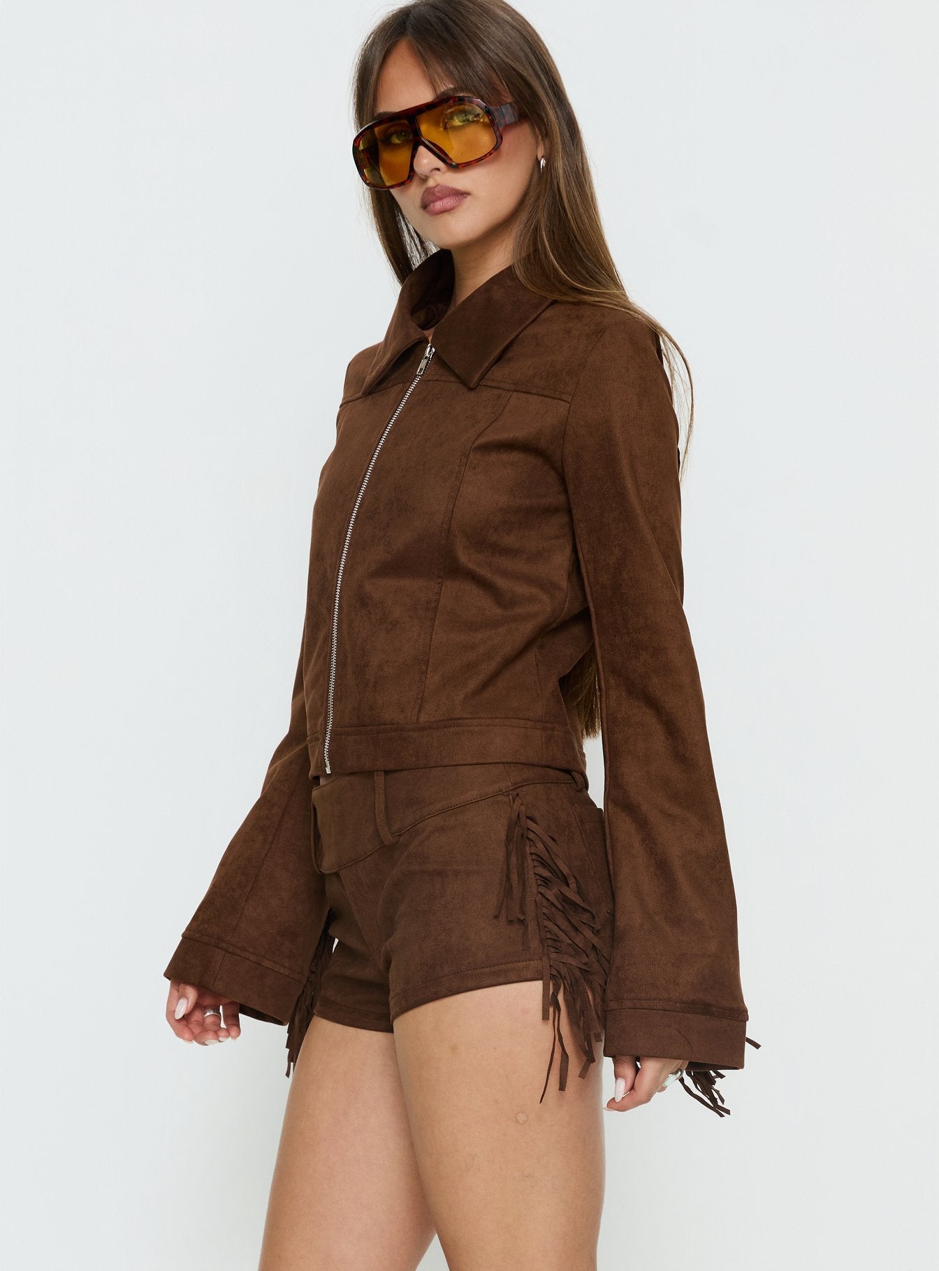Dakohda Fringe Jacket Chocolate Brown women's jacket by Ellevoria