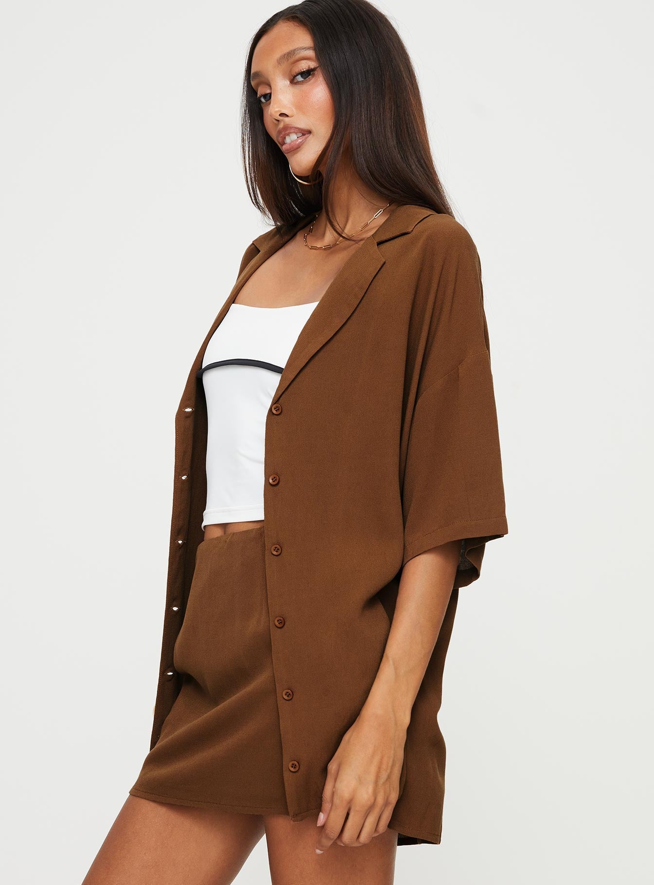 Caraliia Shirt Brown - women's shirt by Ellevoria - view 4