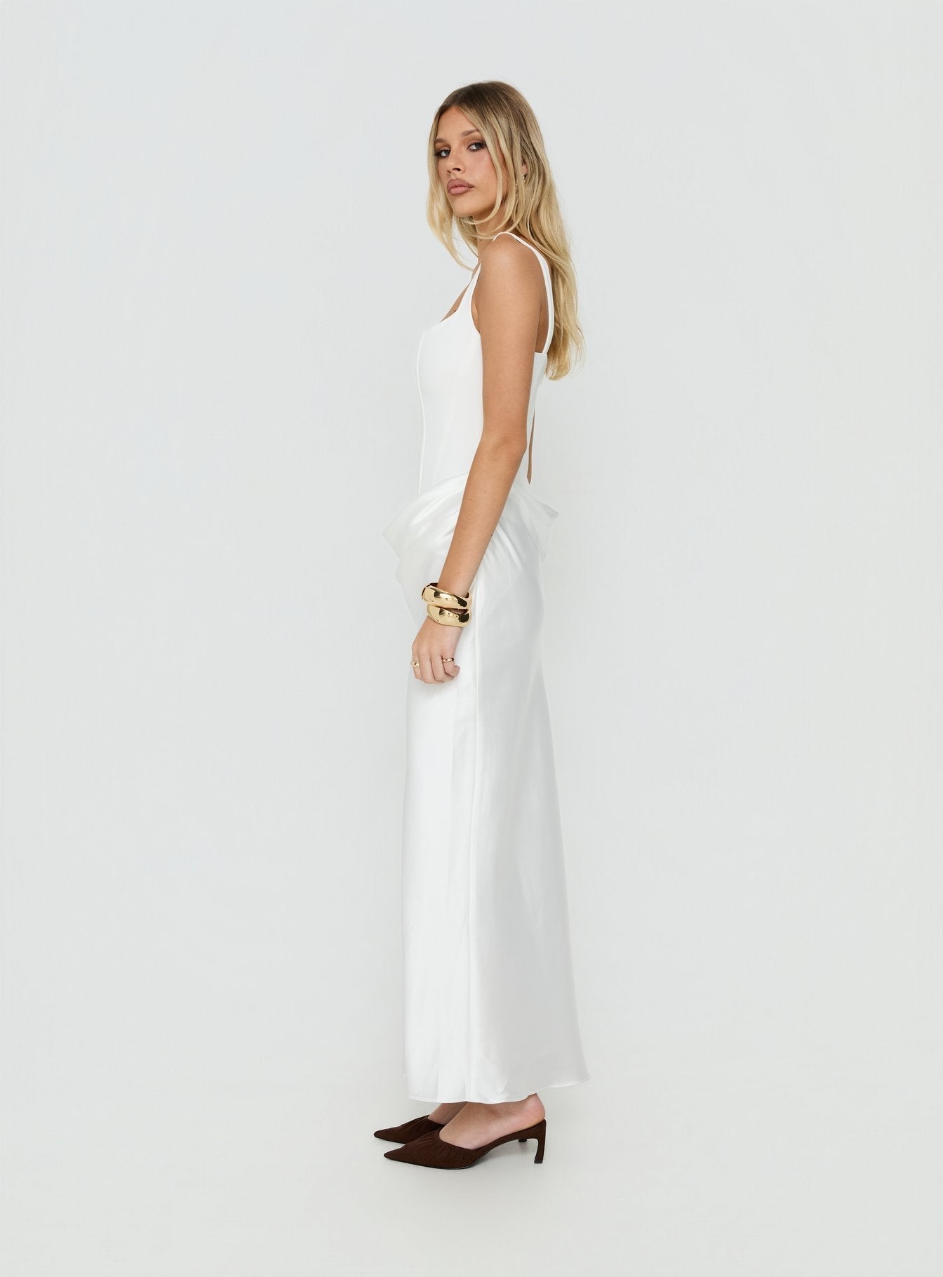 Ryana Corset Drape Maxi Dress White - women's maxi dress by Ellevoria - view 4