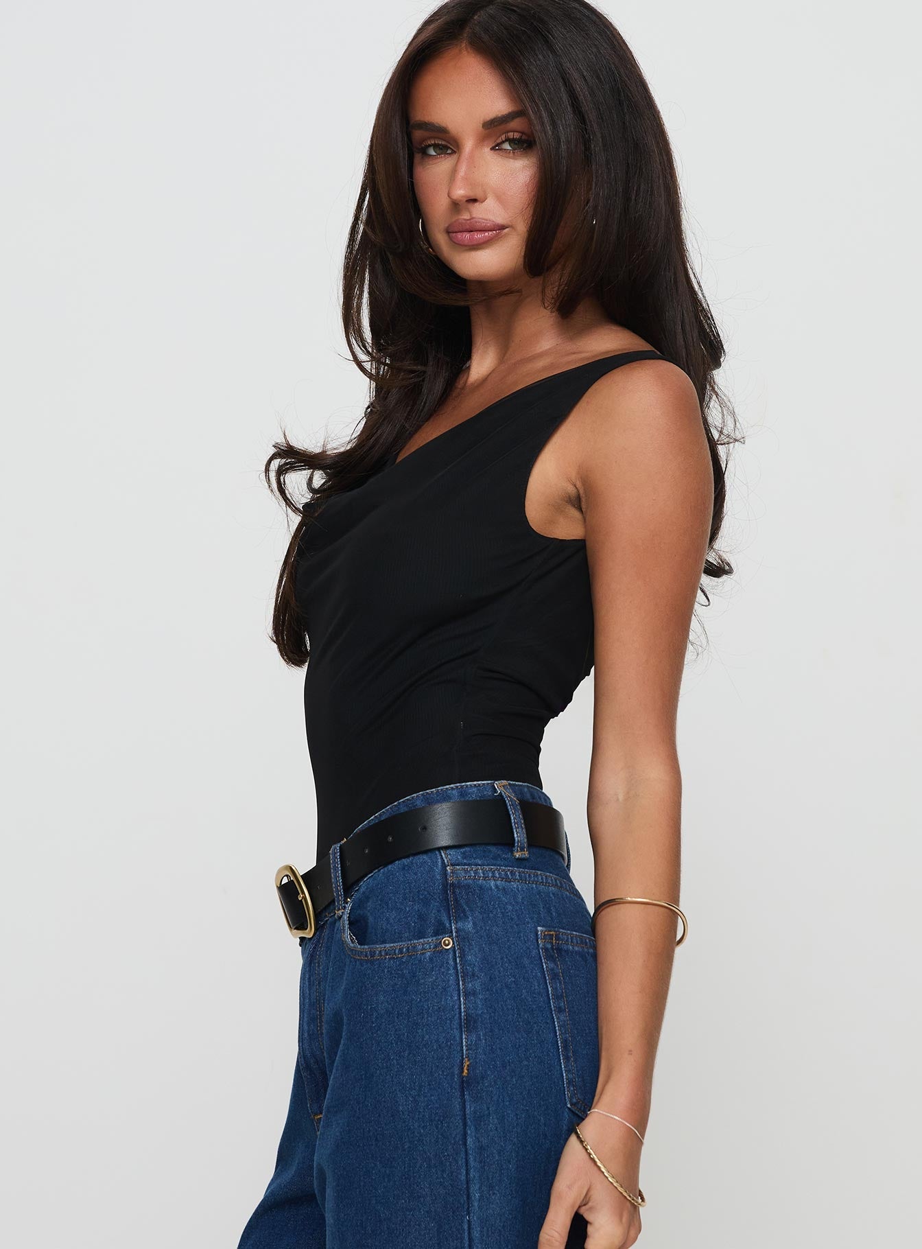 Axton Cowl Neck Bodysuit Black - women's top by Ellevoria - view 4
