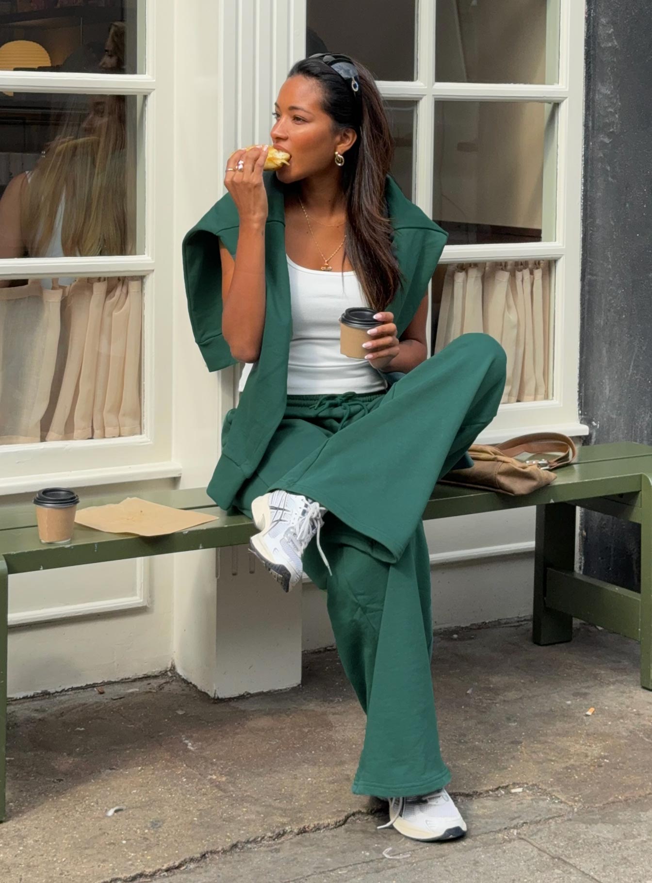 All Day Straight Leg Sweatpants Green women's pant set by Ellevoria