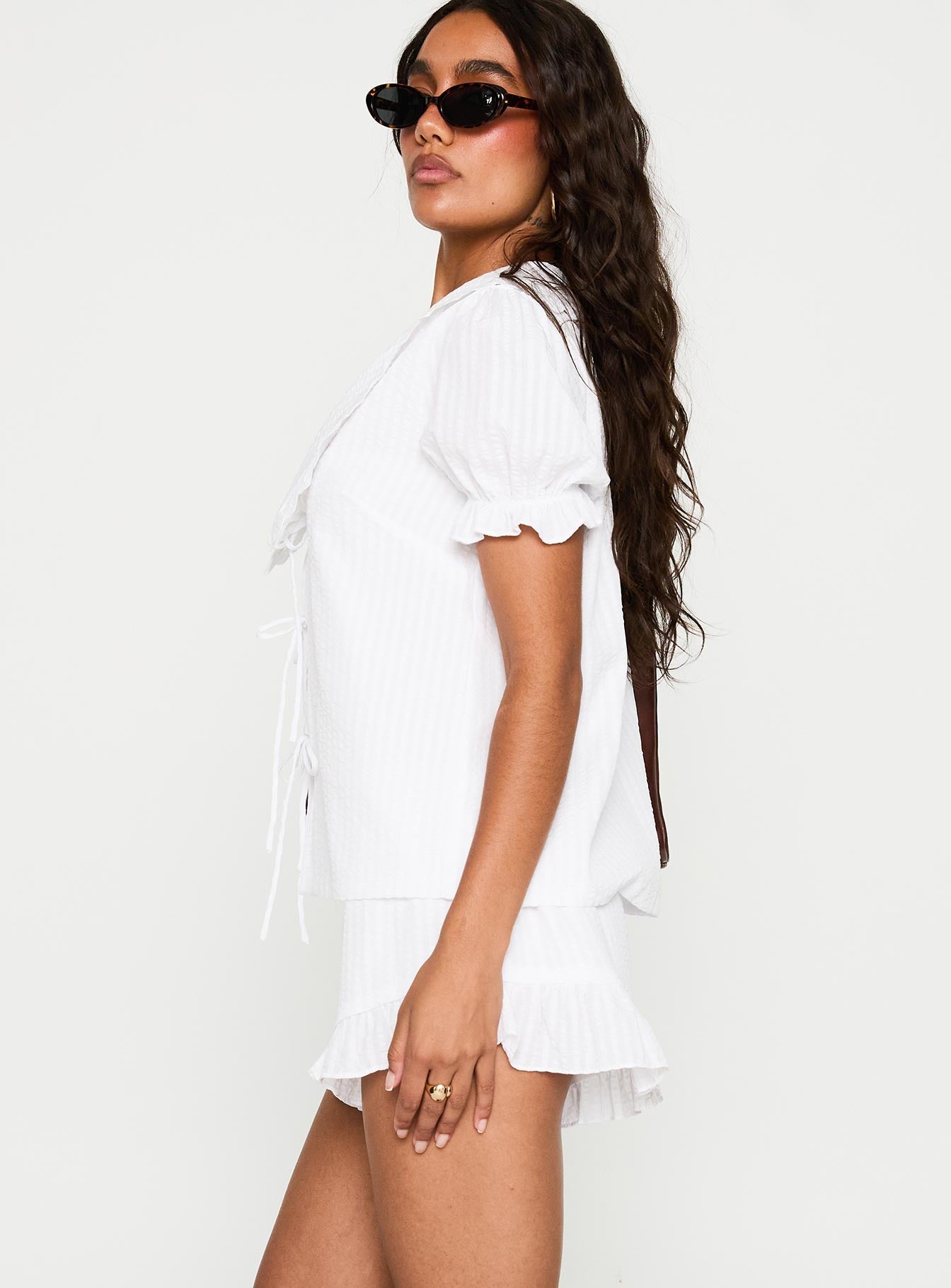 Eternal Sun Collared Set White women's two piece set by Ellevoria