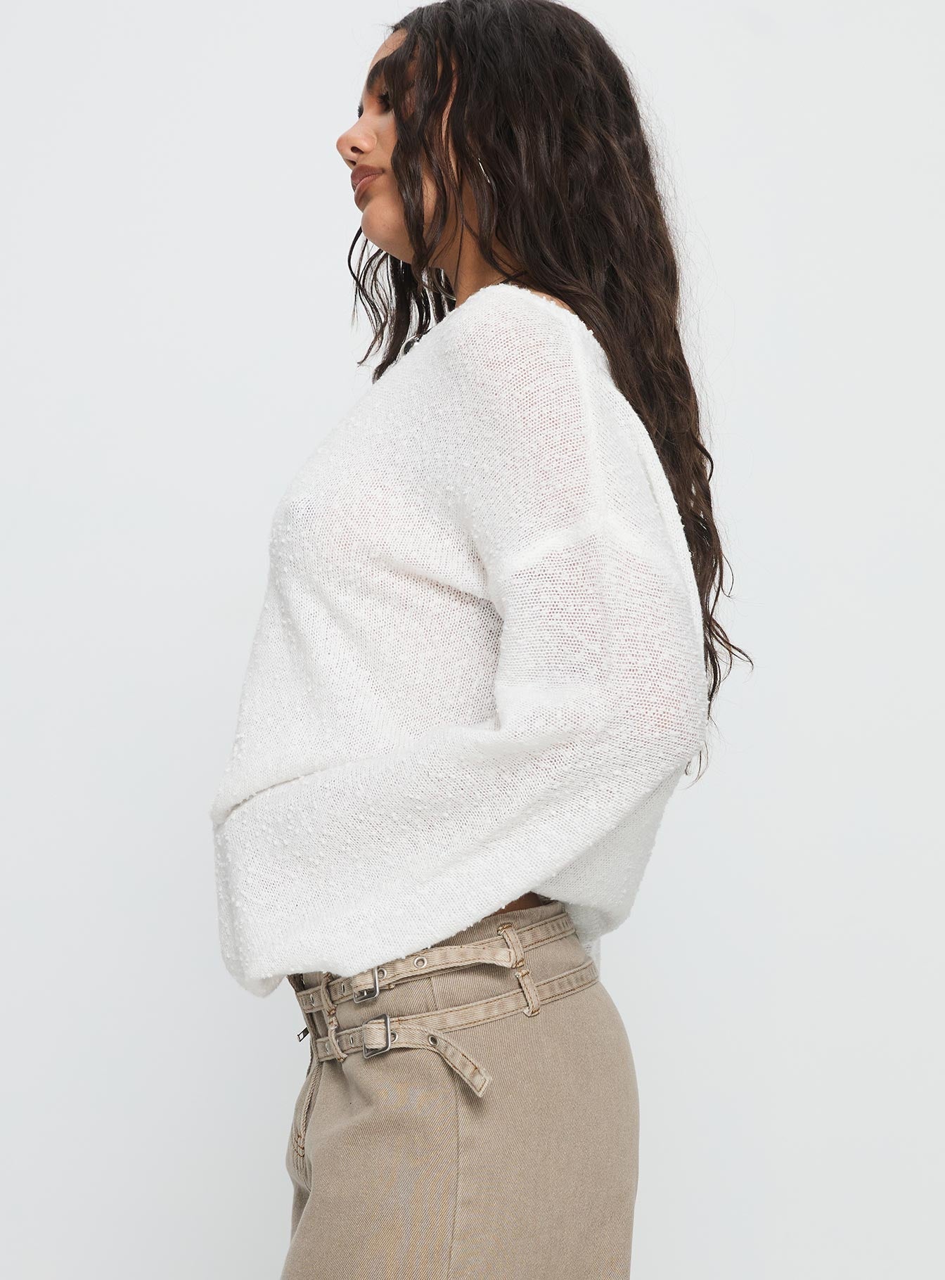 Riala Off Shoulder Knit Sweater White women's sweater by Ellevoria