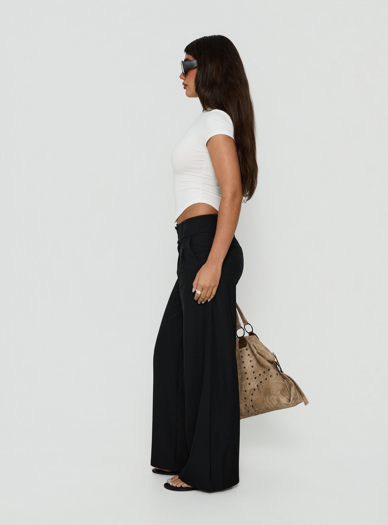Loved Up Low Rise Baggy Pants Black - loose fit women's bottoms by Ellevoria