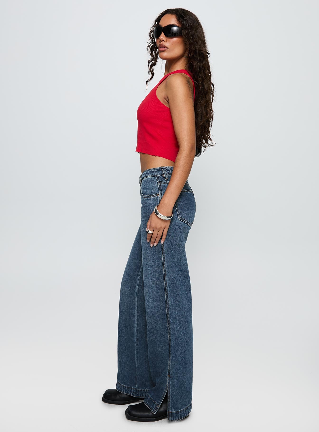 Dog Days Mid Rise Straight Leg Jeans Dark Blue Wash women's denim jeans by Ellevoria