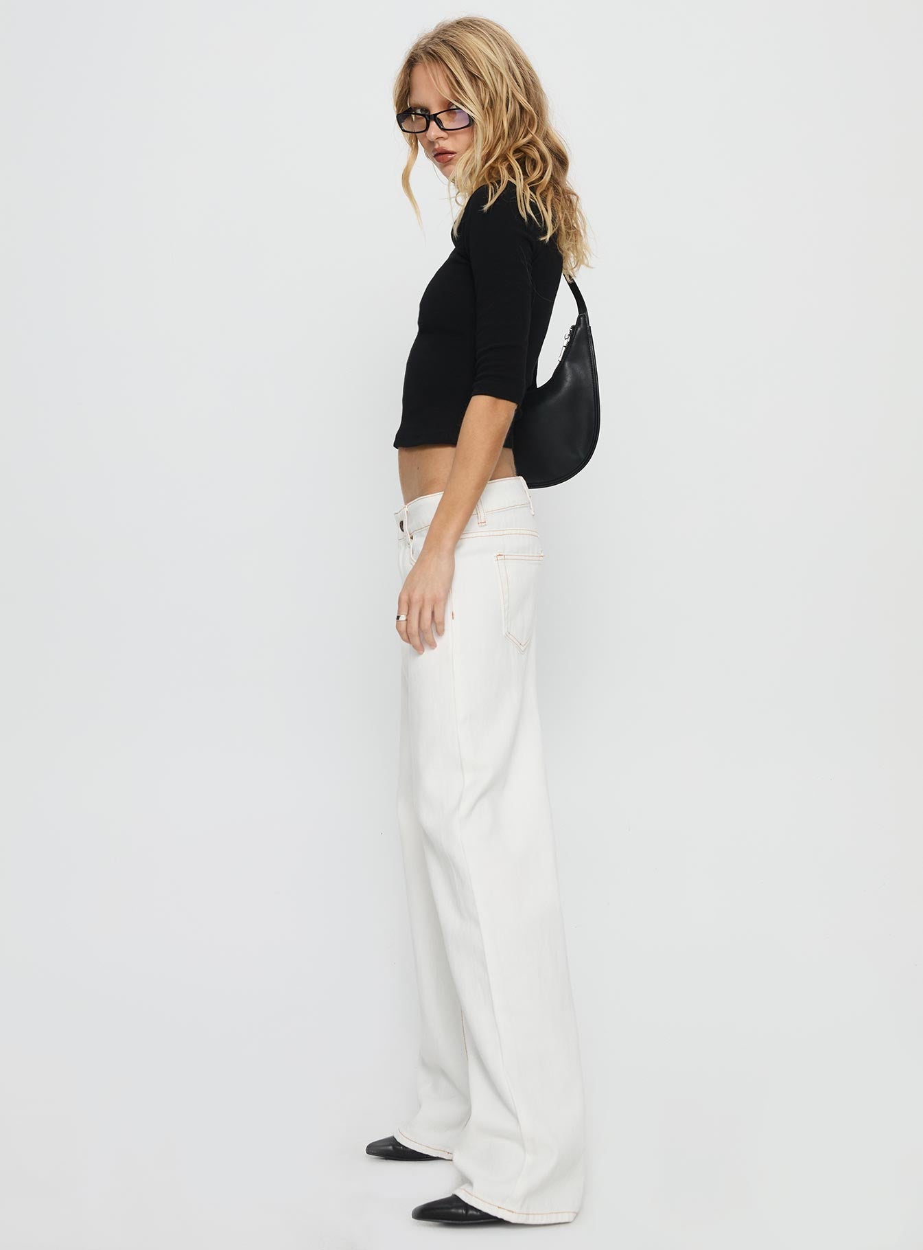 Top Model Low Rise Straight Leg Jeans Porcelain women's two piece set by Ellevoria