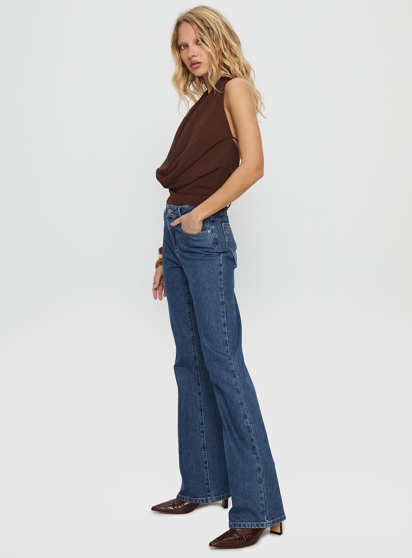 Magic Mirror Mid Rise Bootleg Jeans Mid Blue Wash women's denim jeans by Ellevoria