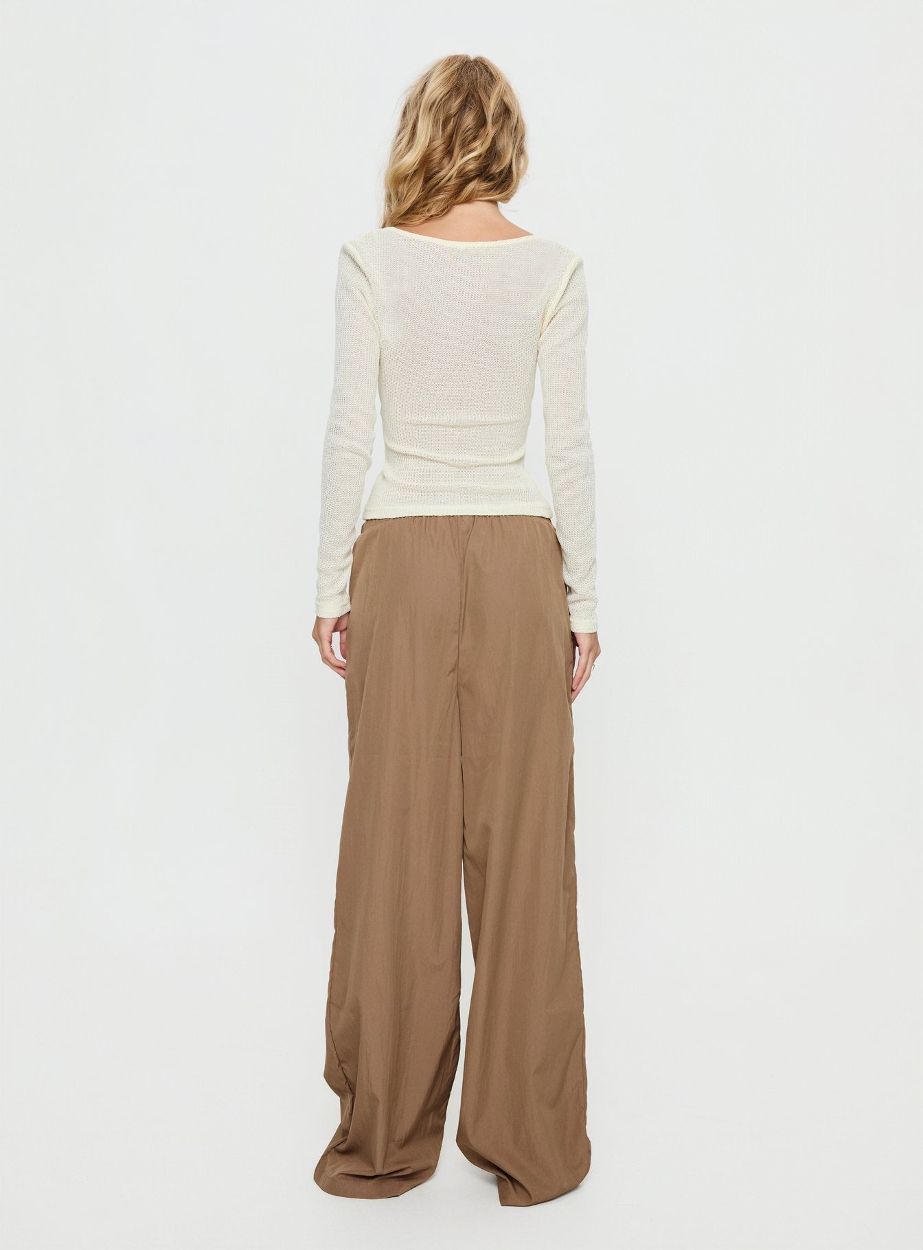 Romonda Drawstring Straight Leg Pants Khaki - loose fit women's bottoms by Ellevoria