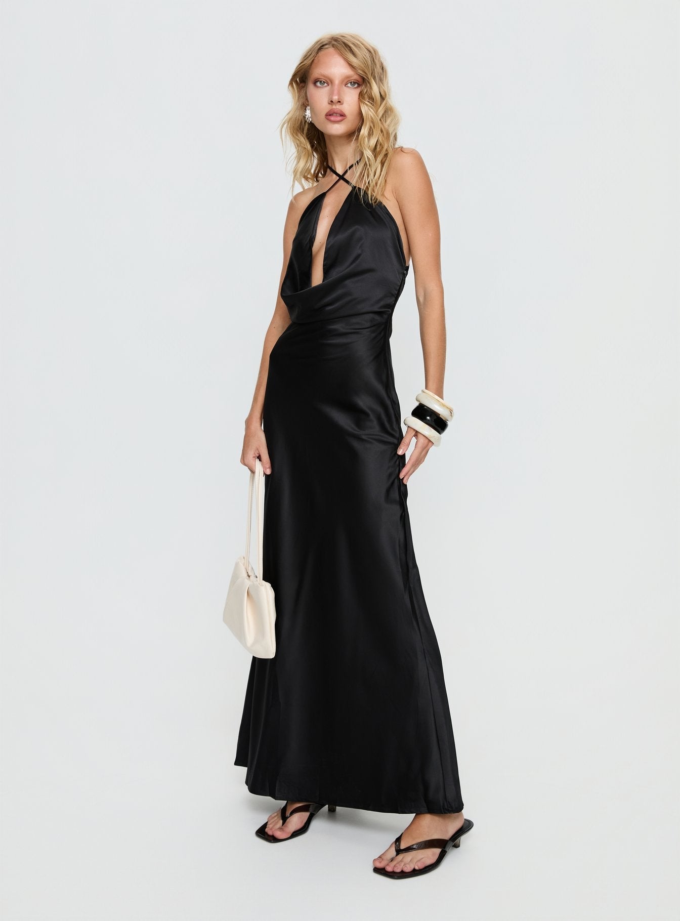Paradox Cowl Maxi Dress Black - women's maxi dress by Ellevoria - view 3