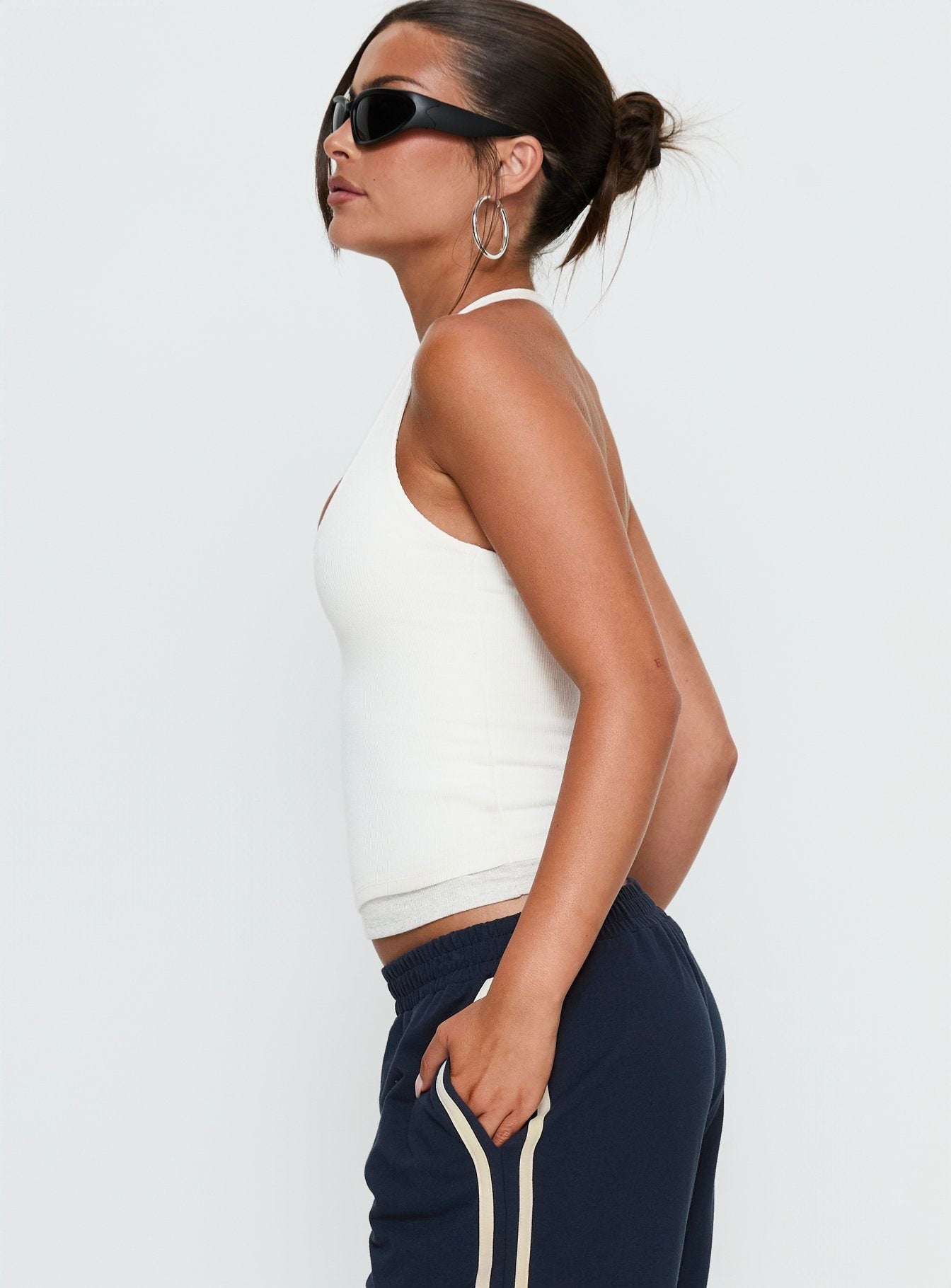 Debee Layered Halter Top White / Grey - women's top by Ellevoria - view 4