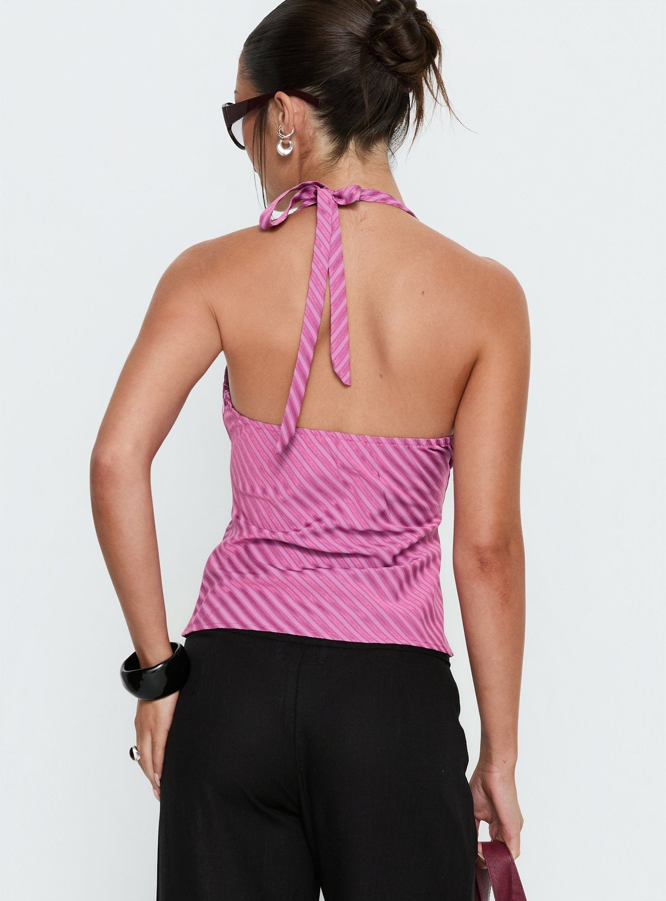 Golden Drift Halter Top Pink Stripe - women's top by Ellevoria - view 4