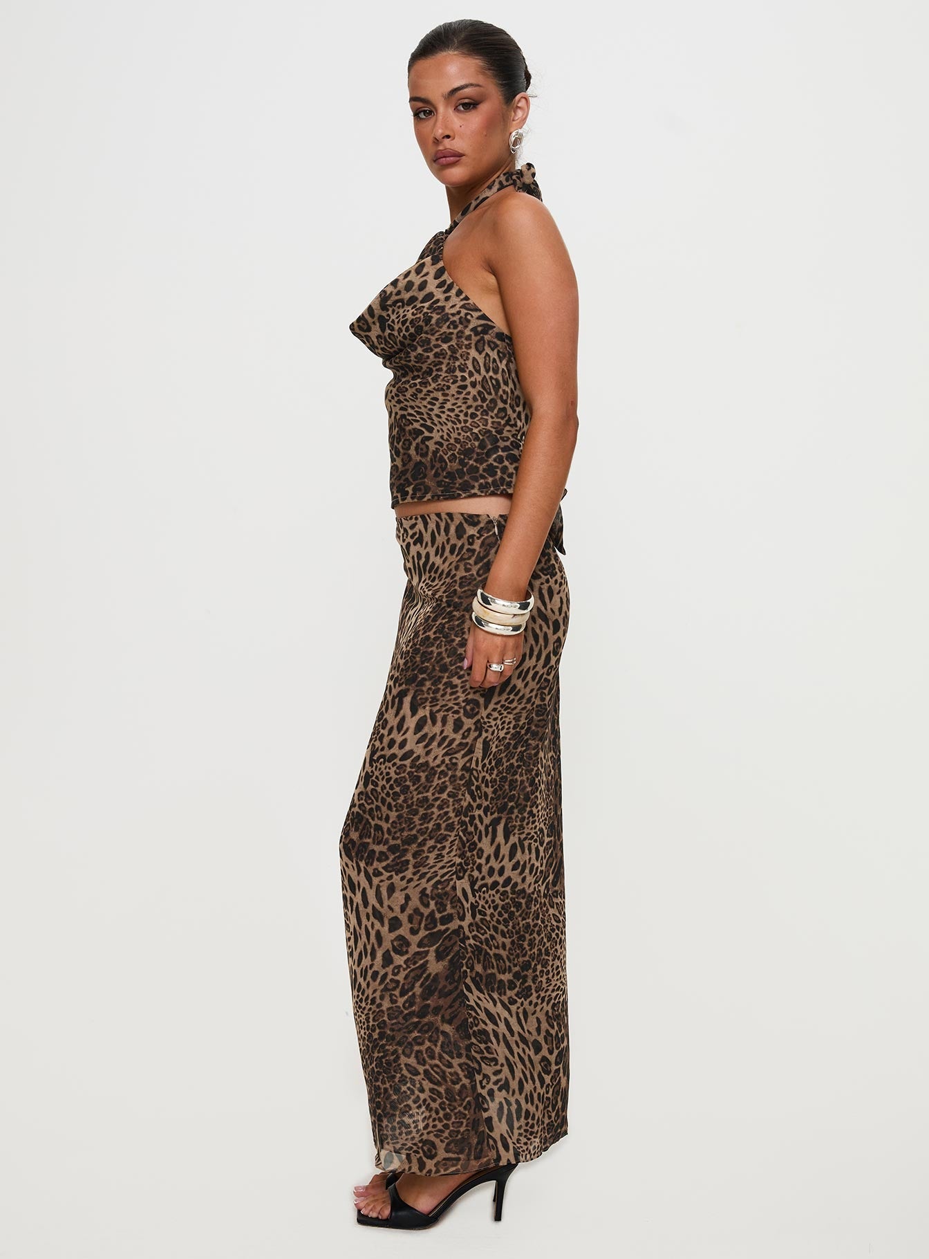 Eleganza Maxi Skirt Leopard women's two piece set by Ellevoria