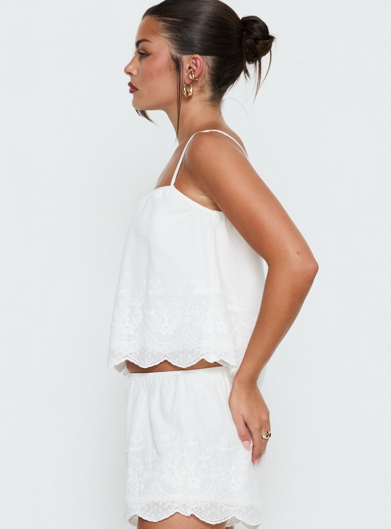 Madison Avenue Embroidered Detail Top White women's two piece set by Ellevoria