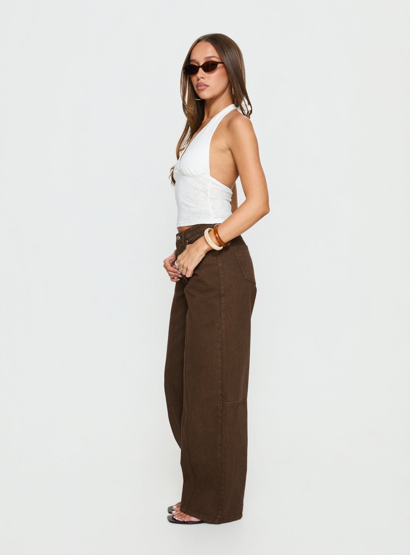 Lando Low Rise Straight Leg Jeans Chocolate women's denim jeans by Ellevoria