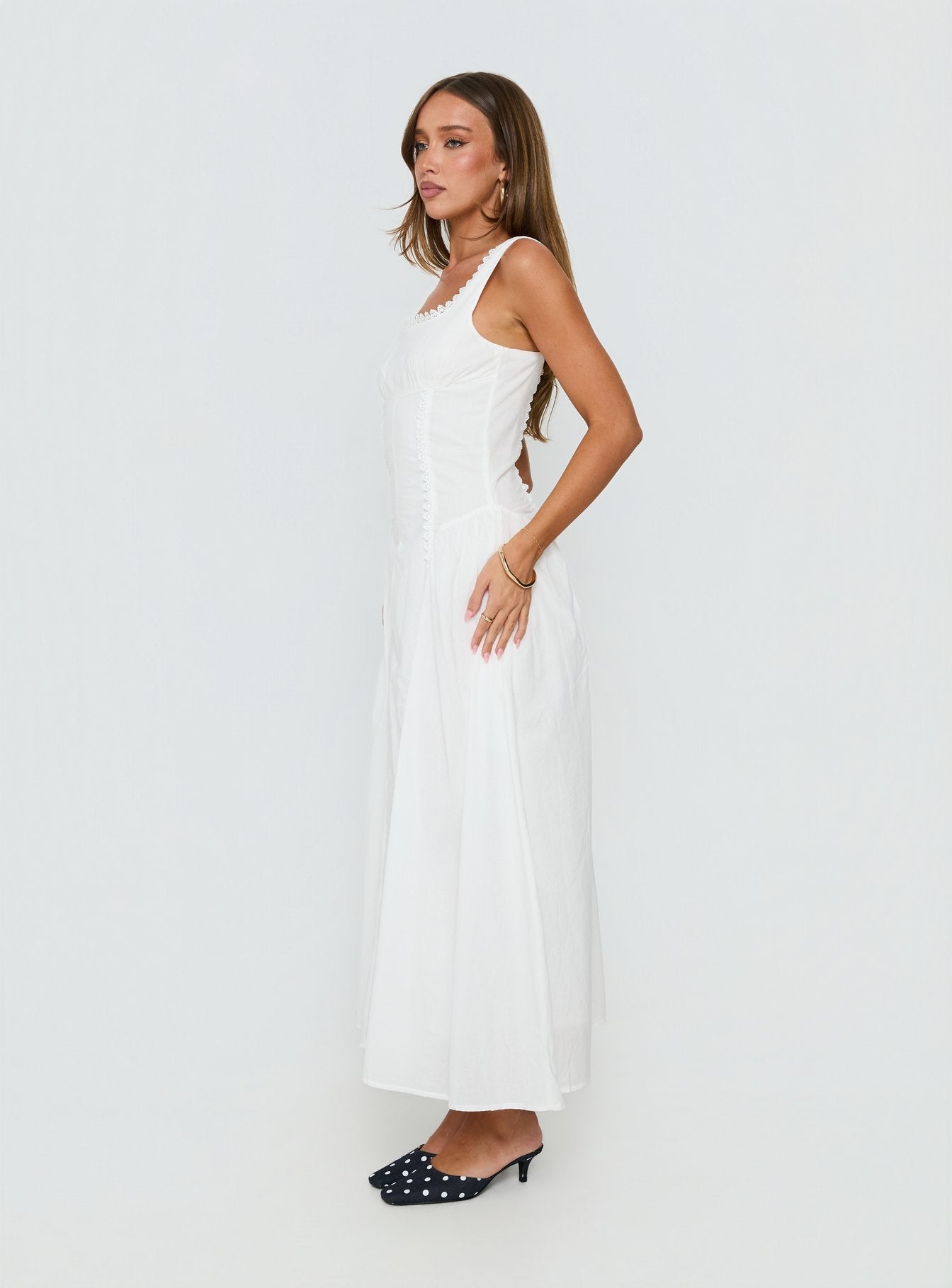 Mariette Panelled Midi Dress White - women's midi dress by Ellevoria - view 4