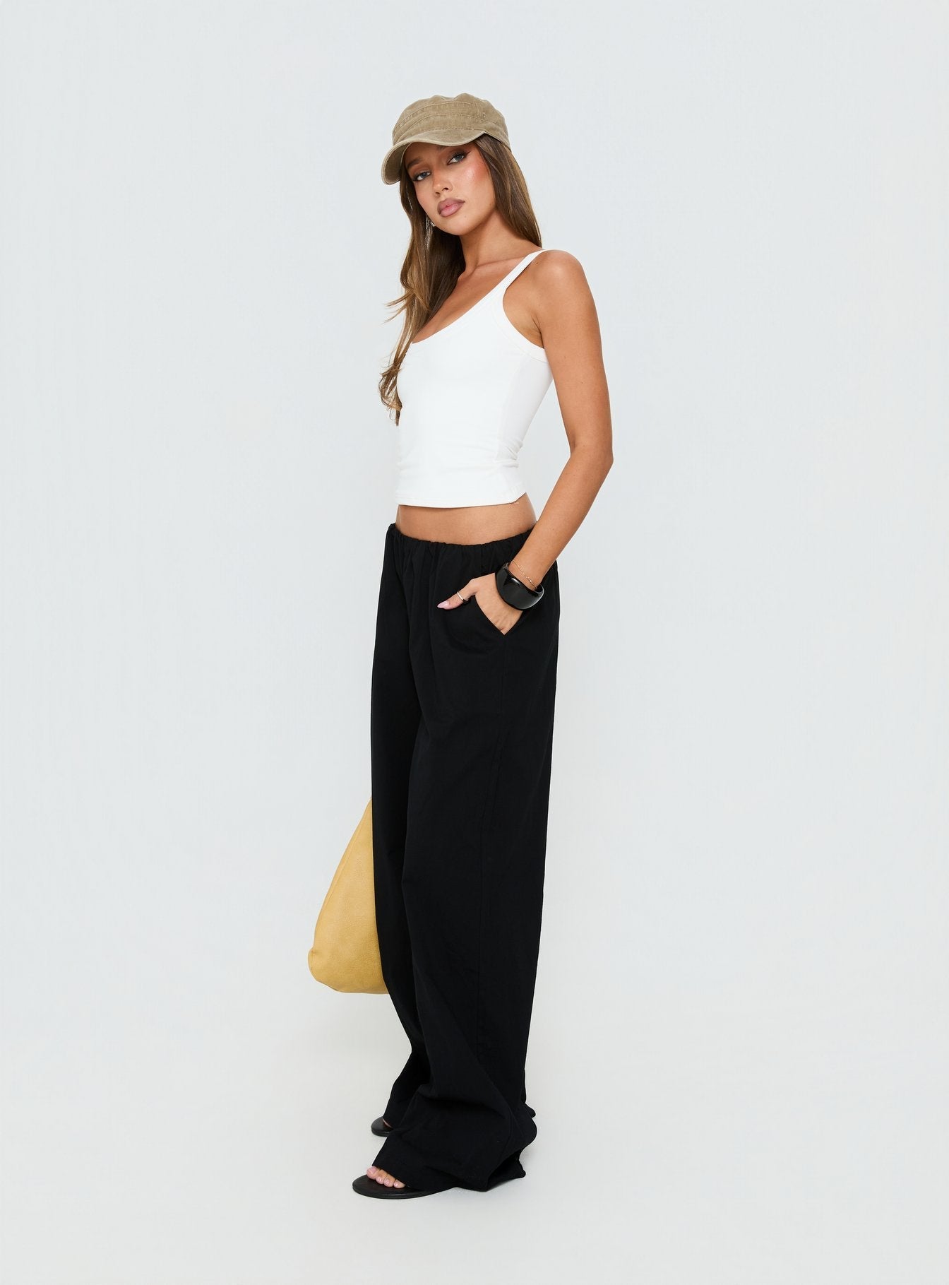 Lunea Concealed Waistband Pants Black - loose fit women's bottoms by Ellevoria