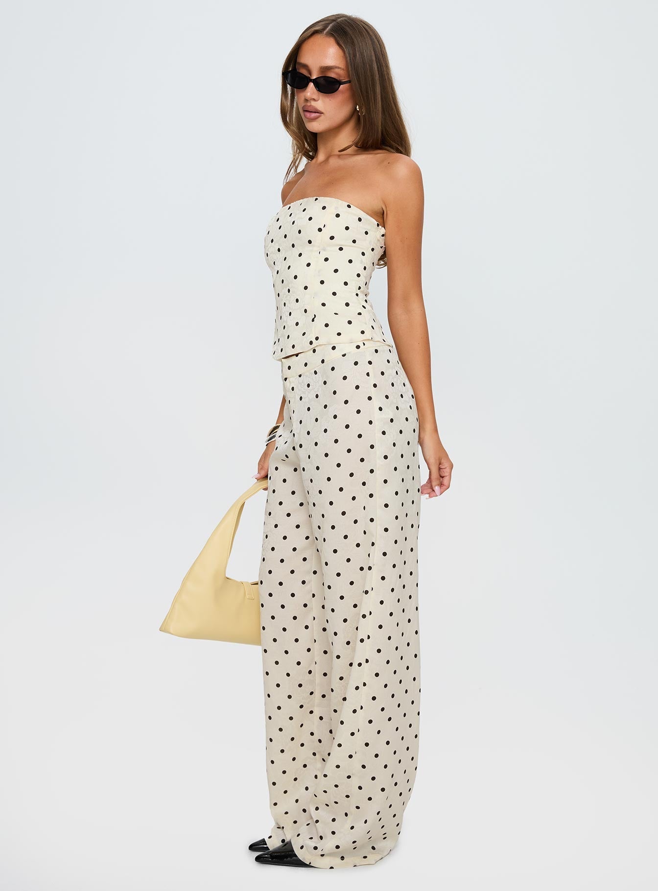 Powdered Sugar Strapless Set Cream Polka women's two piece set by Ellevoria