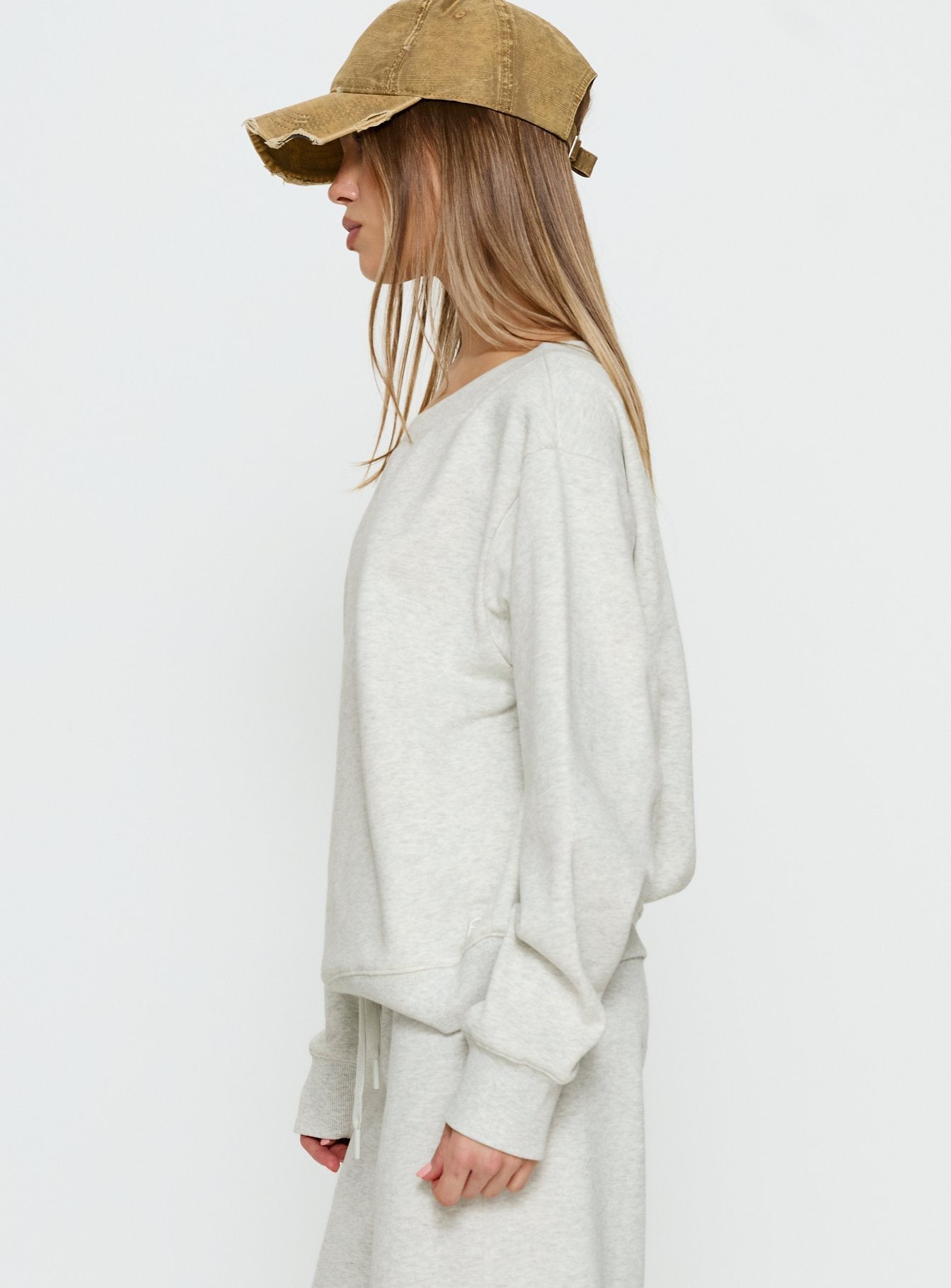 Wellness Off the Shoulder Jumper Grey Marle women's sweater by Ellevoria