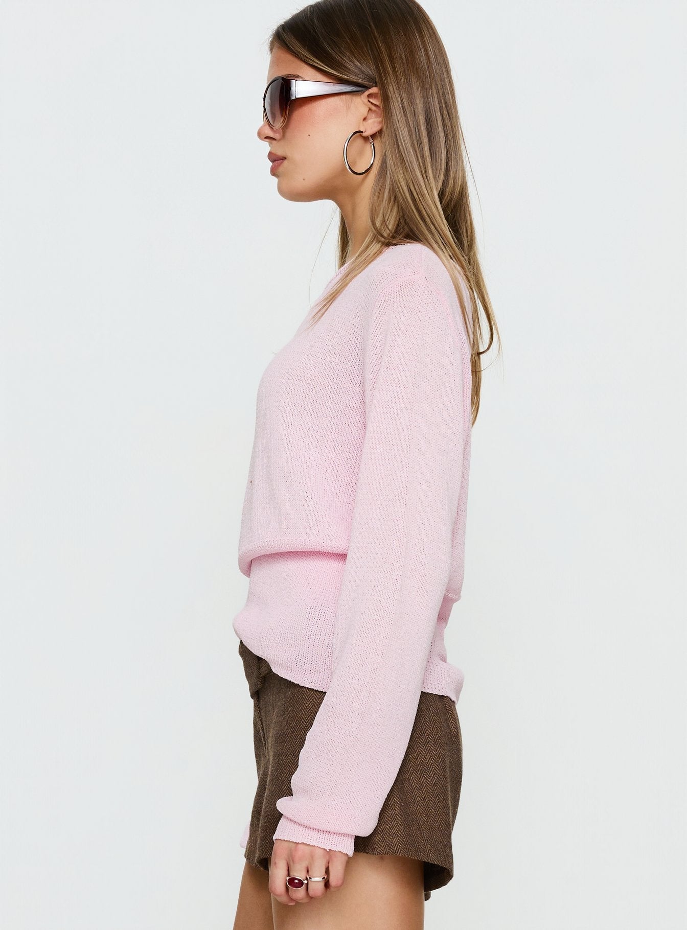 Xaria Off Shoulder Knit Sweater Pink women's sweater by Ellevoria