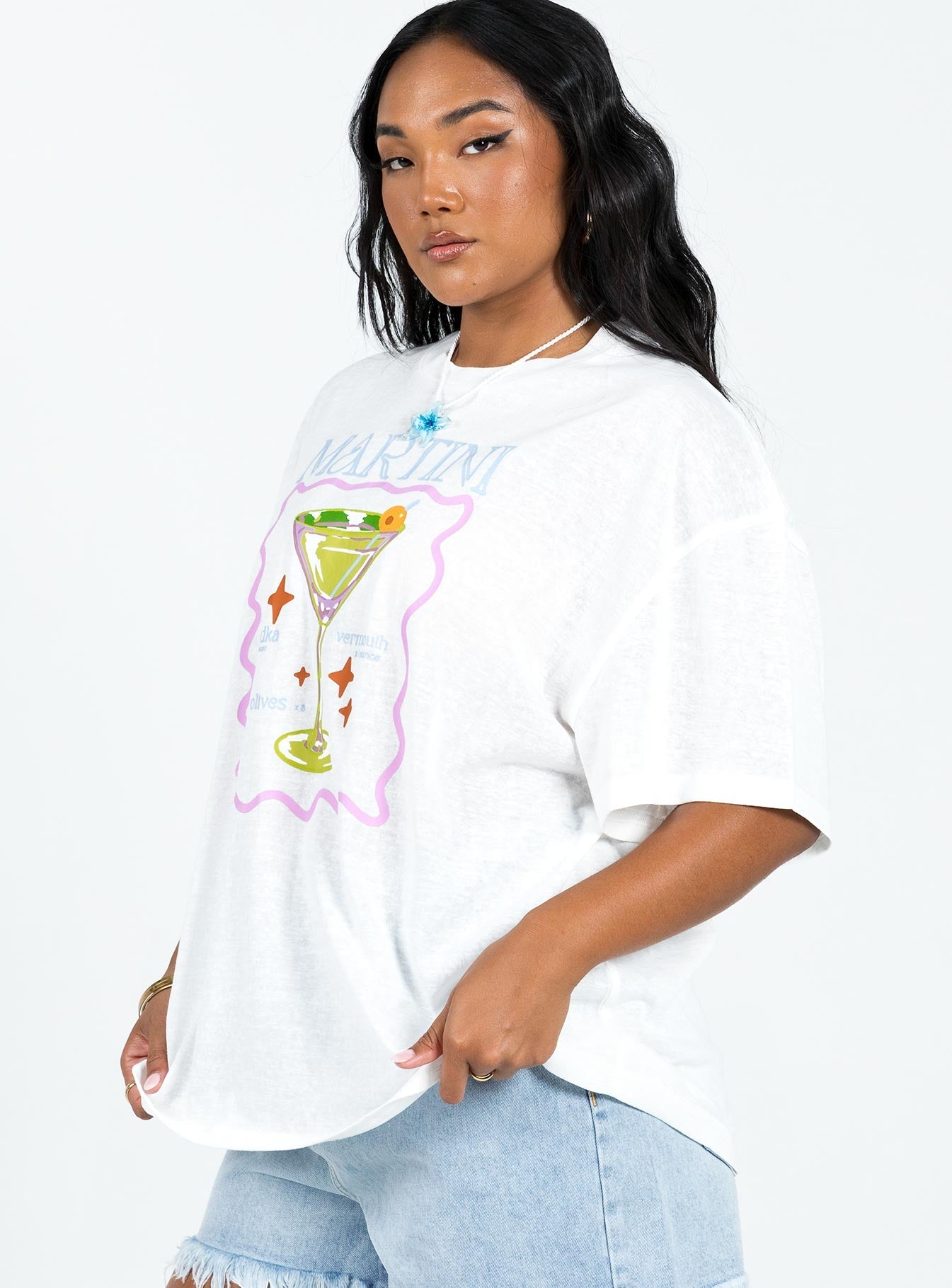 Martini Oversized Tee White - women's top by Ellevoria - view 4