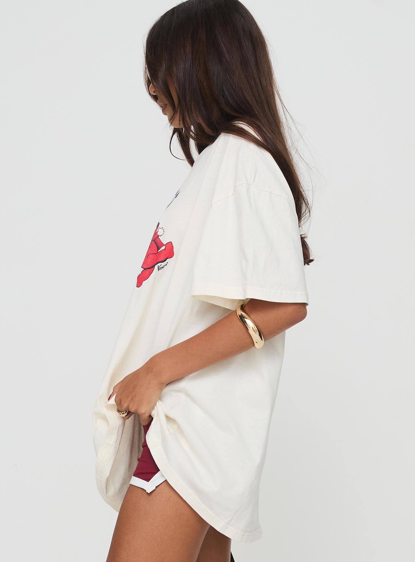 Kewpie Angel Vs Devil Oversized Tee White - women's top by Ellevoria - view 4