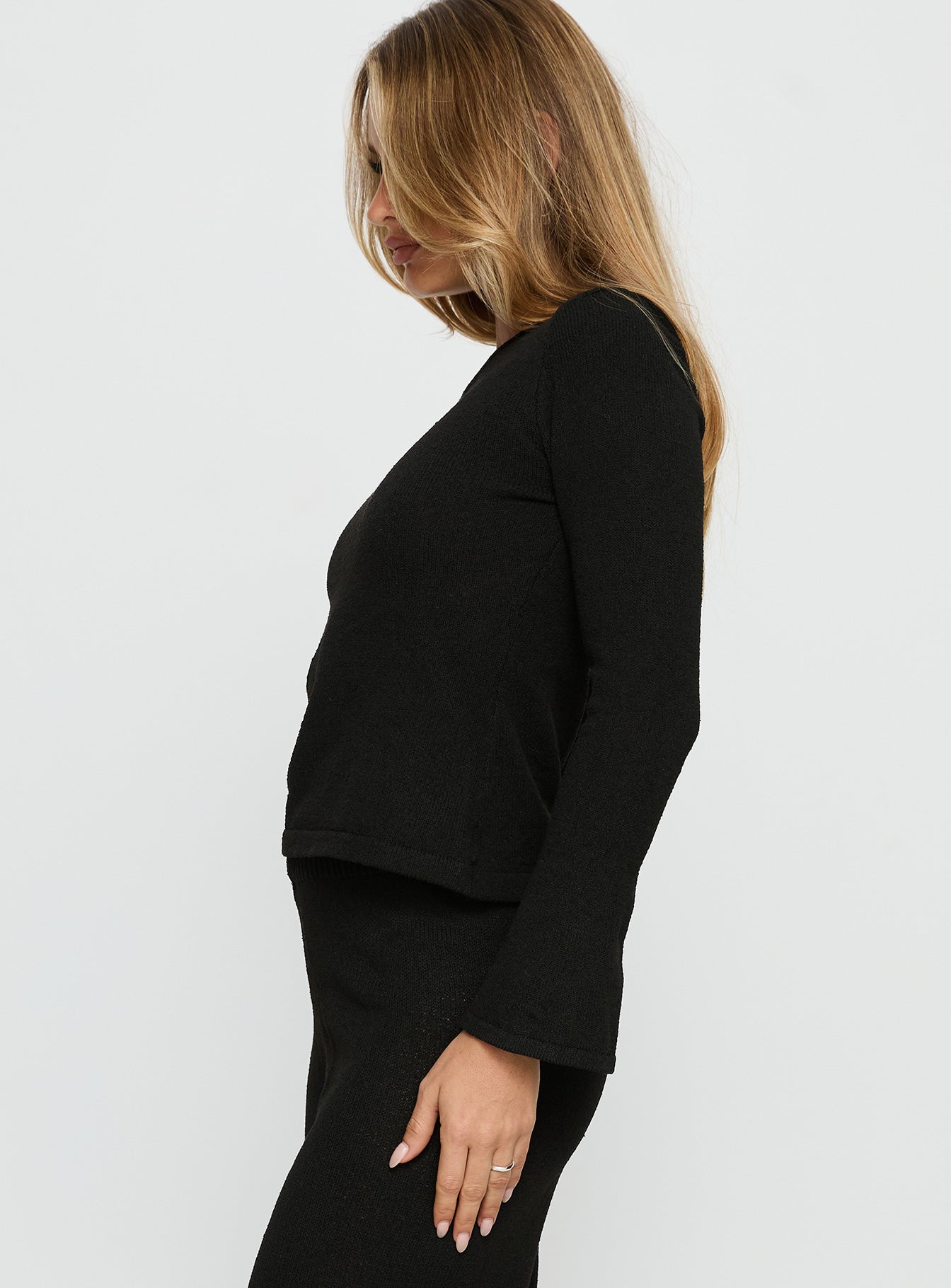 Jaede Off Shoulder Knit Sweater Black women's sweater by Ellevoria