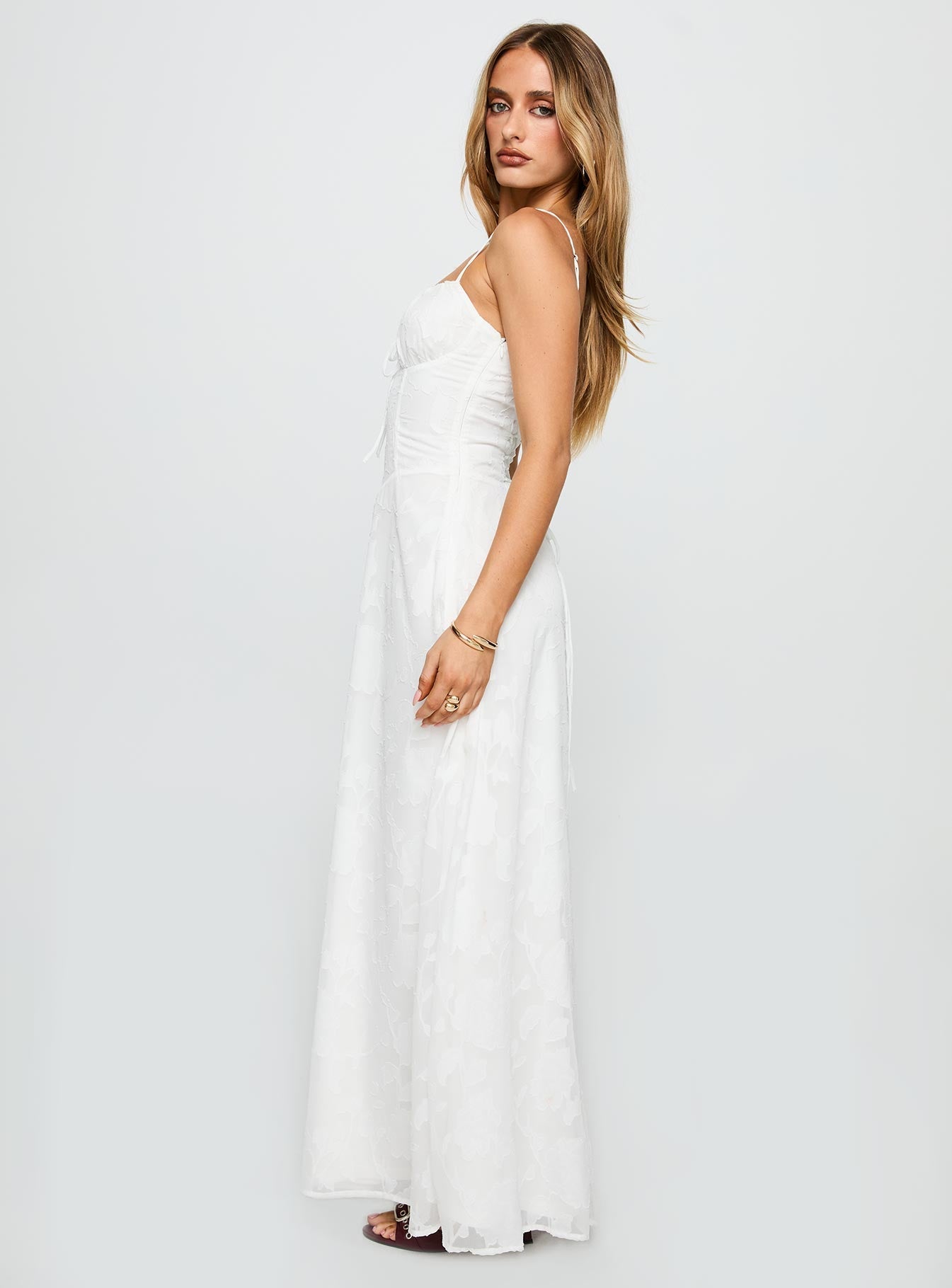 Members Only Maxi Dress White Burnout - women's maxi dress by Ellevoria - view 4