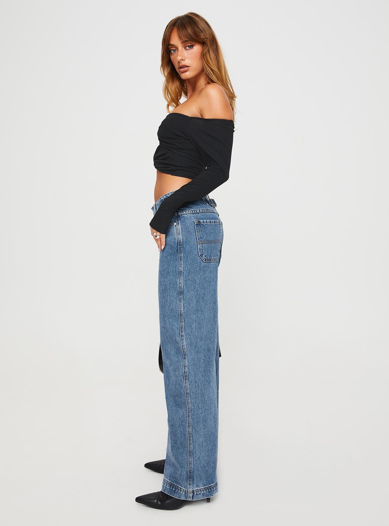 Jankins Low Rise Straight Leg Jeans Mid Wash - loose fit women's bottoms by Ellevoria