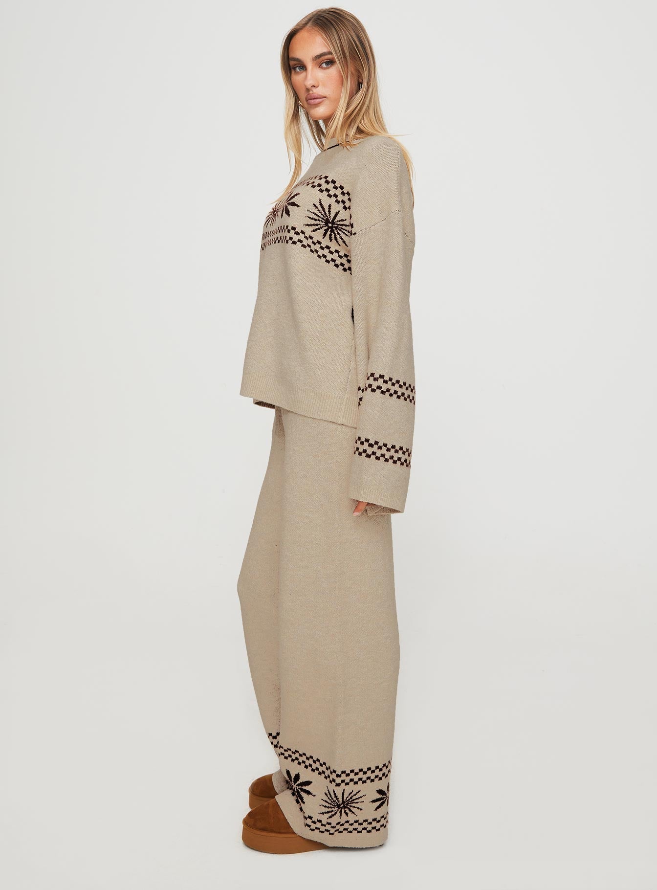Anok Star Pants Brown / Cream women's pant set by Ellevoria