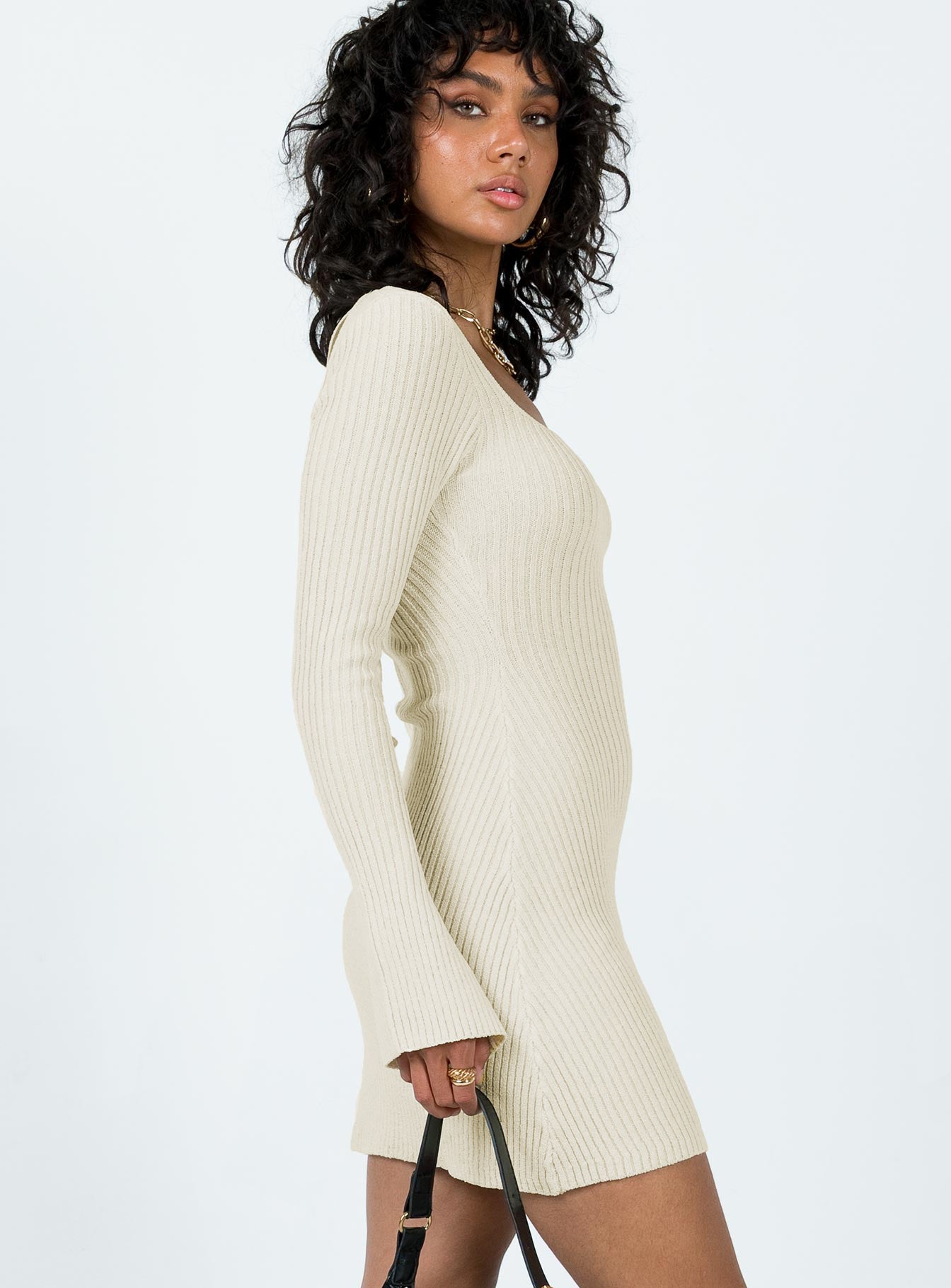 Brownhall Long Sleeve Mini Dress Beige - women's fashion by Ellevoria - view 4