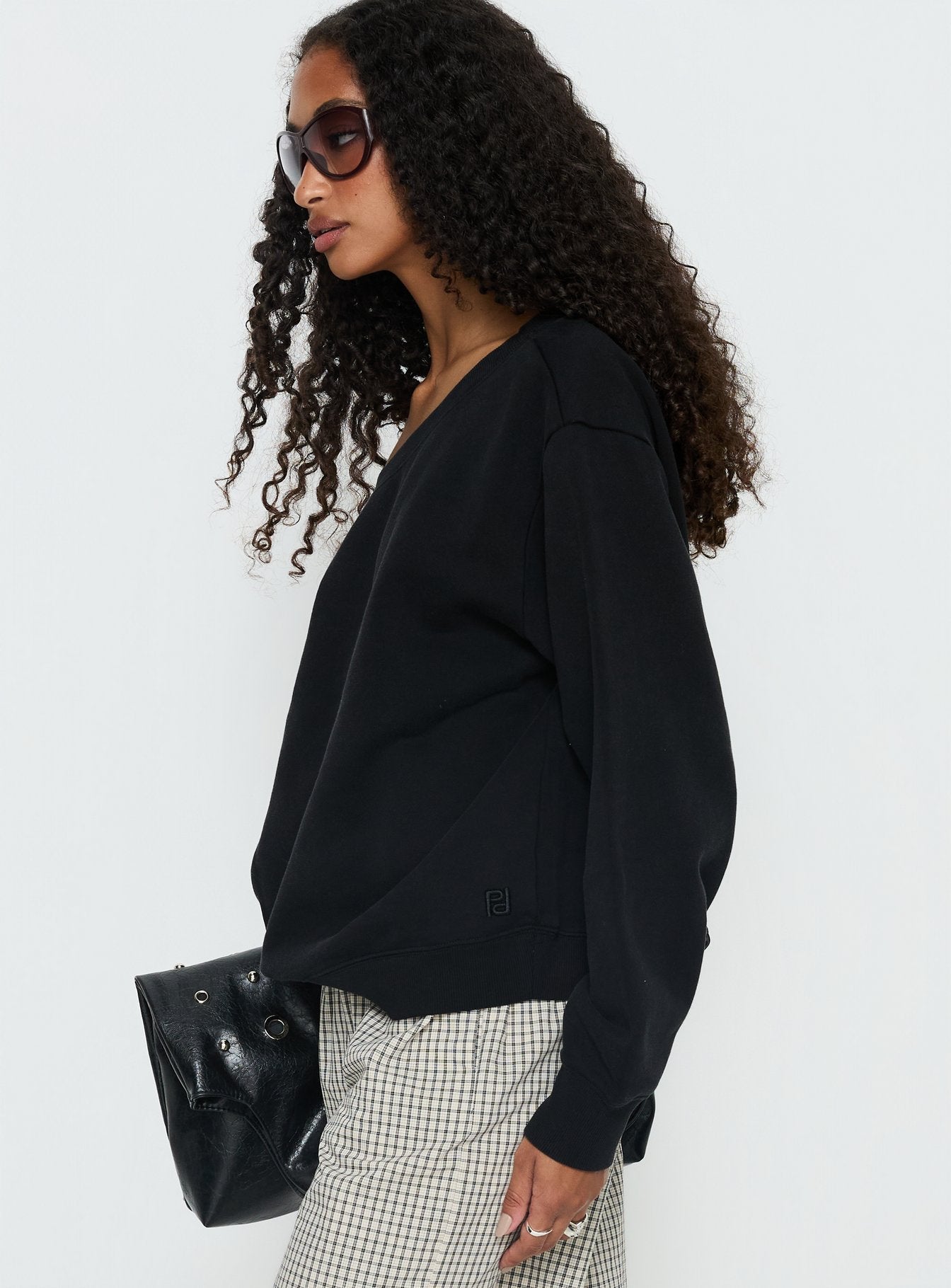 Wellness Off the Shoulder Jumper Washed Black women's sweater by Ellevoria
