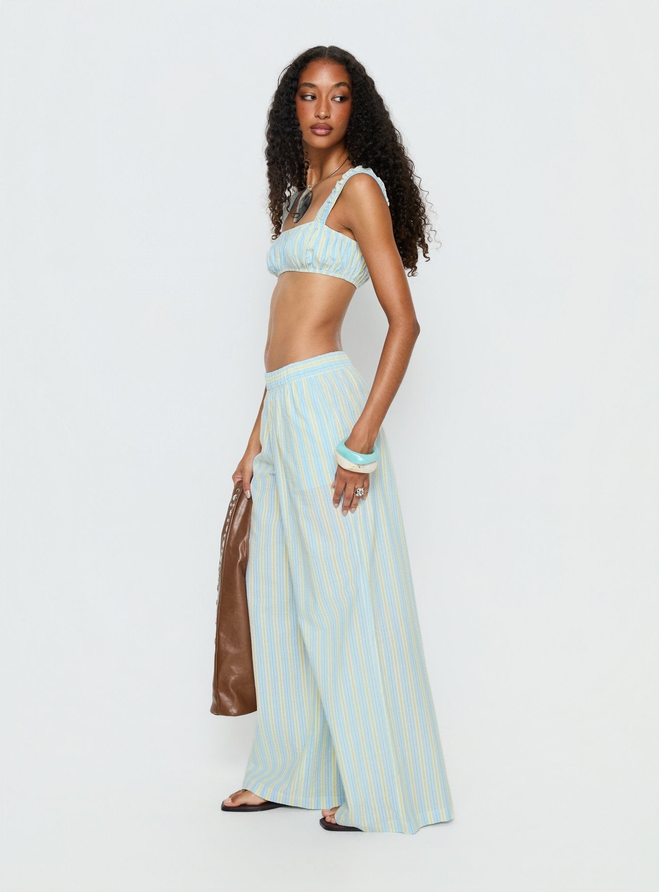 Talyssa Elasticated Waist Pants Blue Stripe women's pant set by Ellevoria