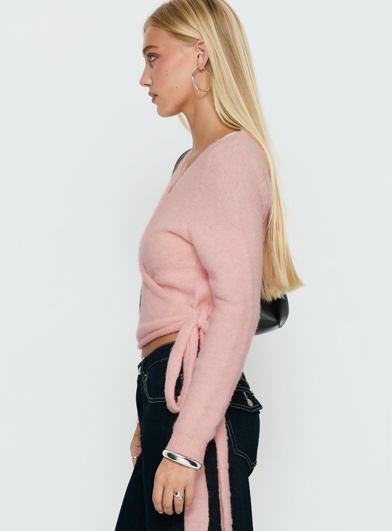 Tonee Wrap Knit Cardigan Pink women's sweater by Ellevoria
