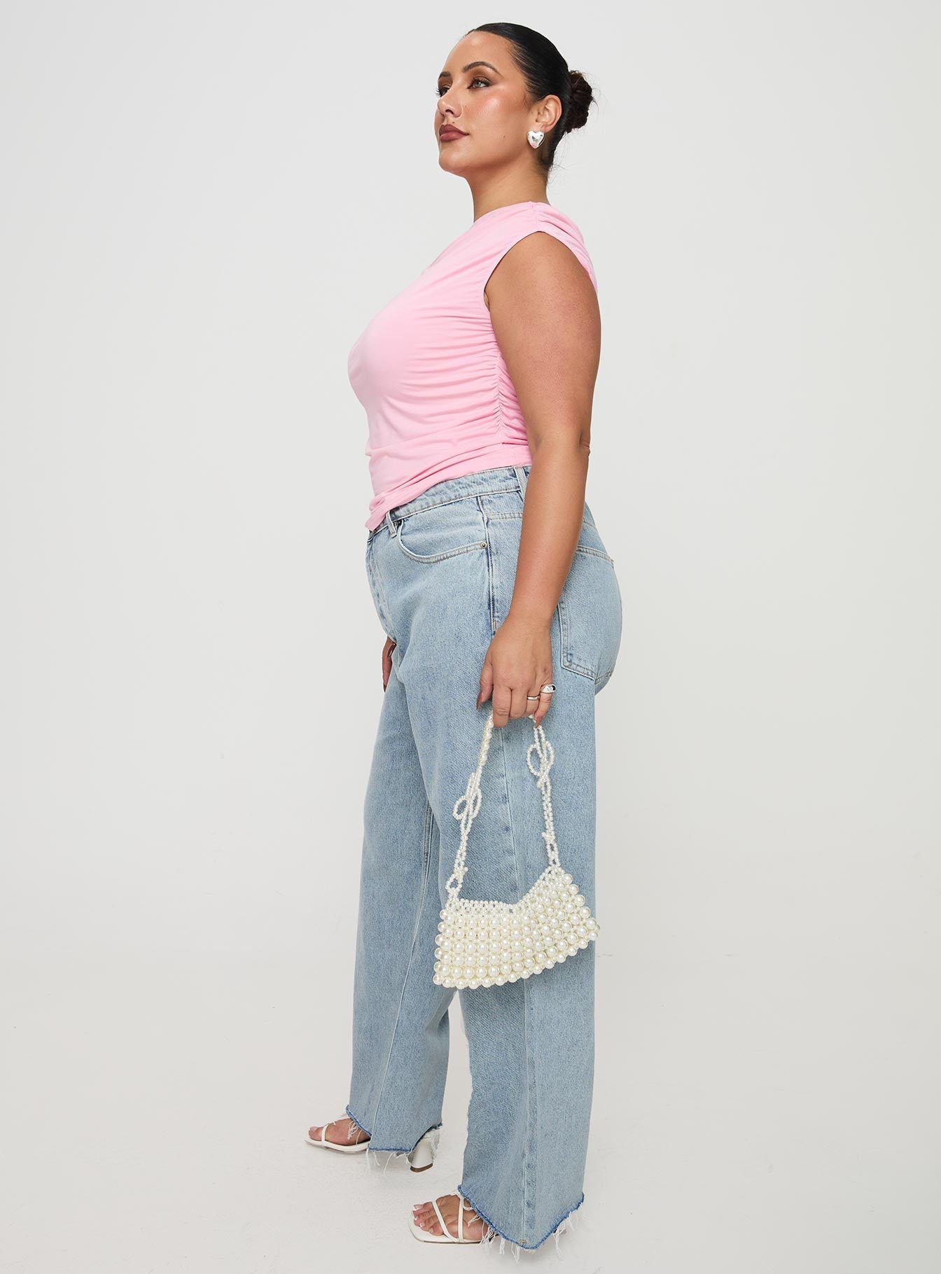 Fawcett High Rise Straight Leg Jeans Light Blue Wash Curve women's denim jeans by Ellevoria