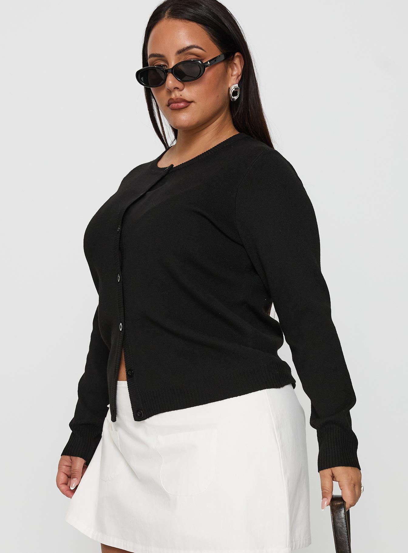 Lauraine Cardigan Black Curve women's sweater by Ellevoria