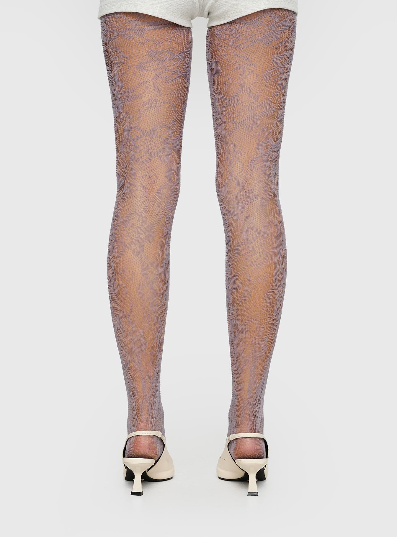 Ammelia Sheer Lace Tights Grey women's tights by Ellevoria