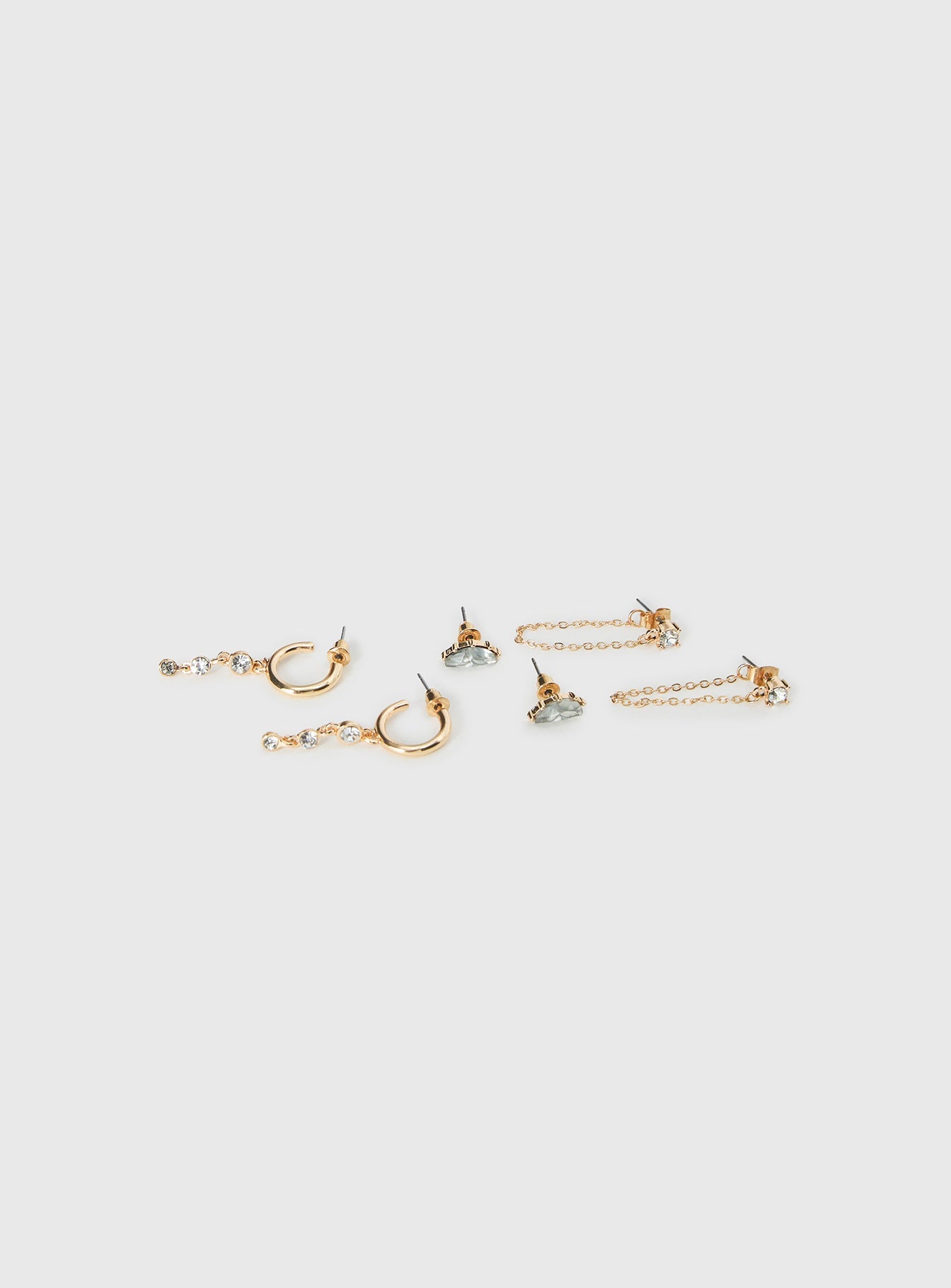 Think Later Diamante Earring Pack Gold women's earrings by Ellevoria