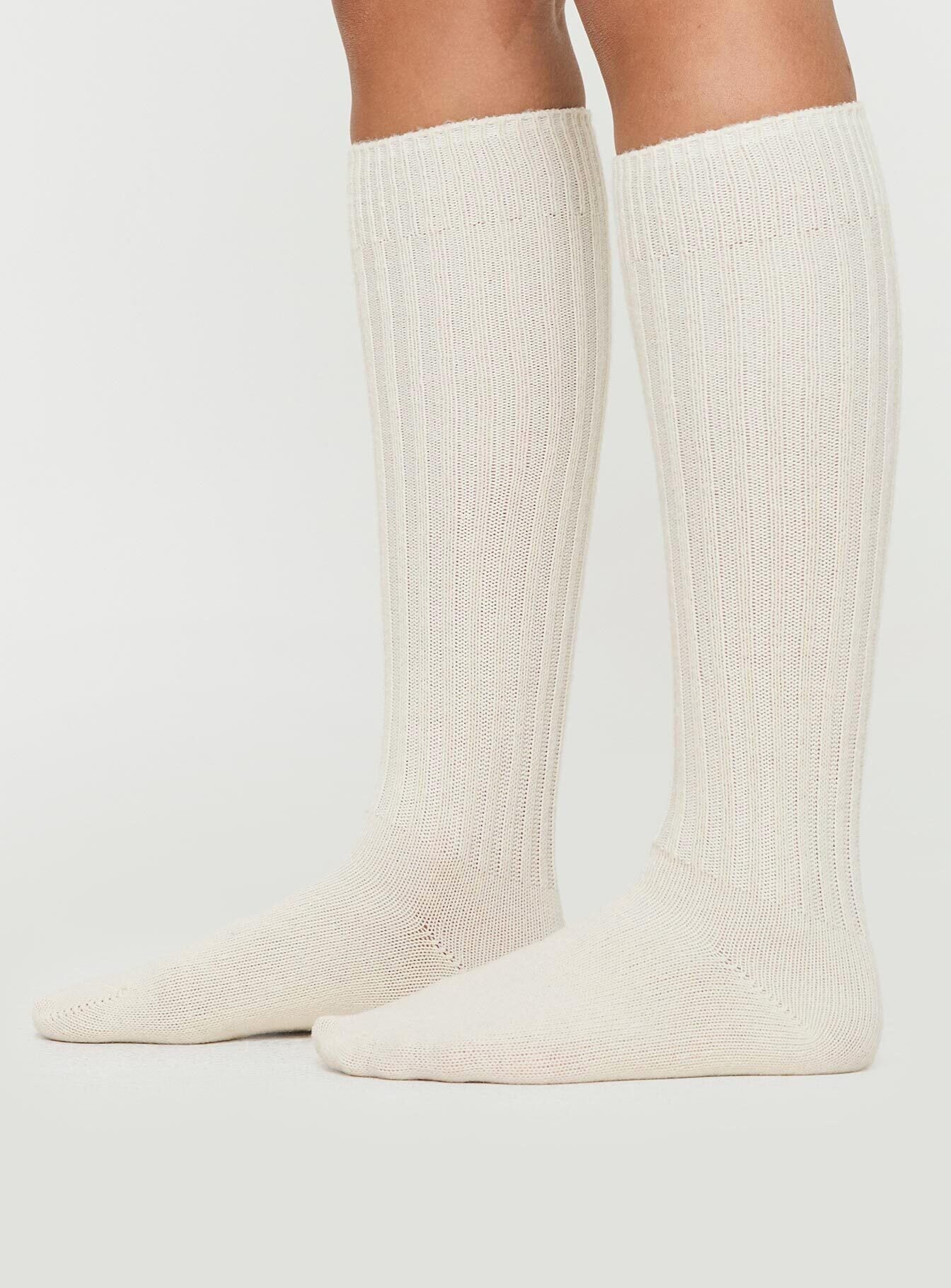 Boderline Knee High Socks White women's socks by Ellevoria